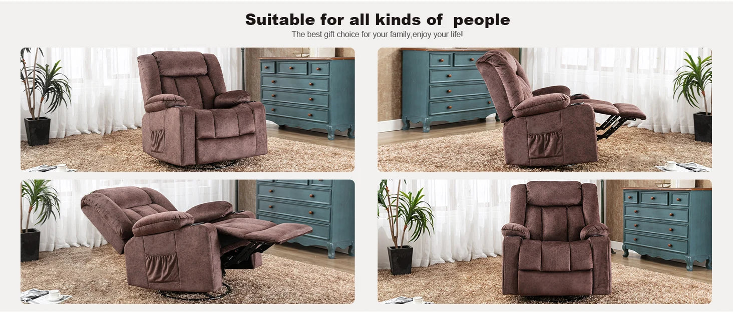 Verstelbare Relax Fauteuil met Voetensteun en Bekerhouders – Luxe TV Stoel 90°–160° Ergonomisch Comfort