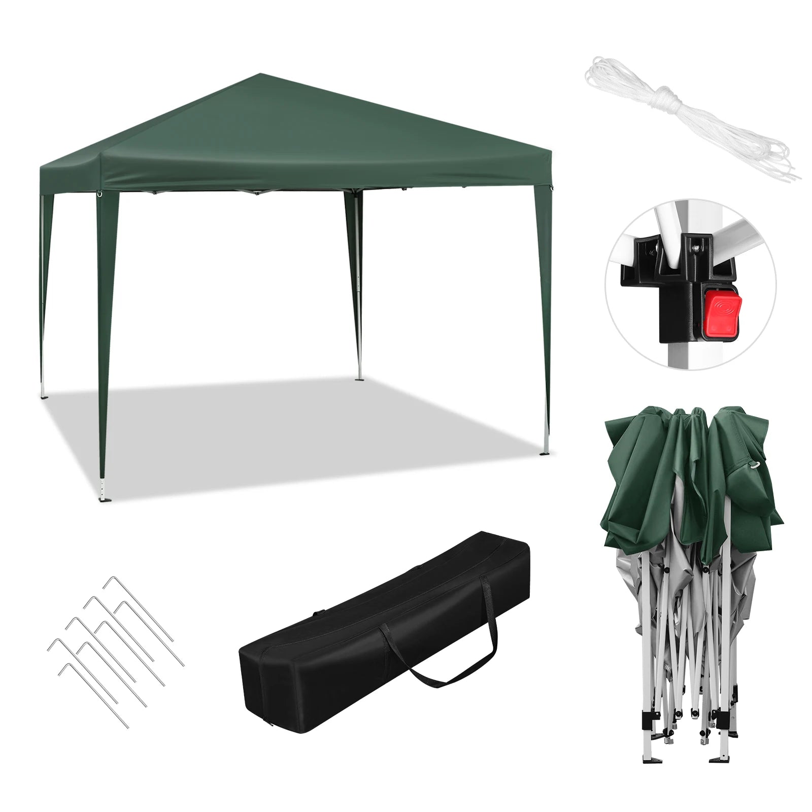 Easy Up Pop-up Partytent 3x3 m Waterdicht – Tuinpaviljoen met UV-Bescherming & Draagtas voor Tuin, Camping en Evenementen