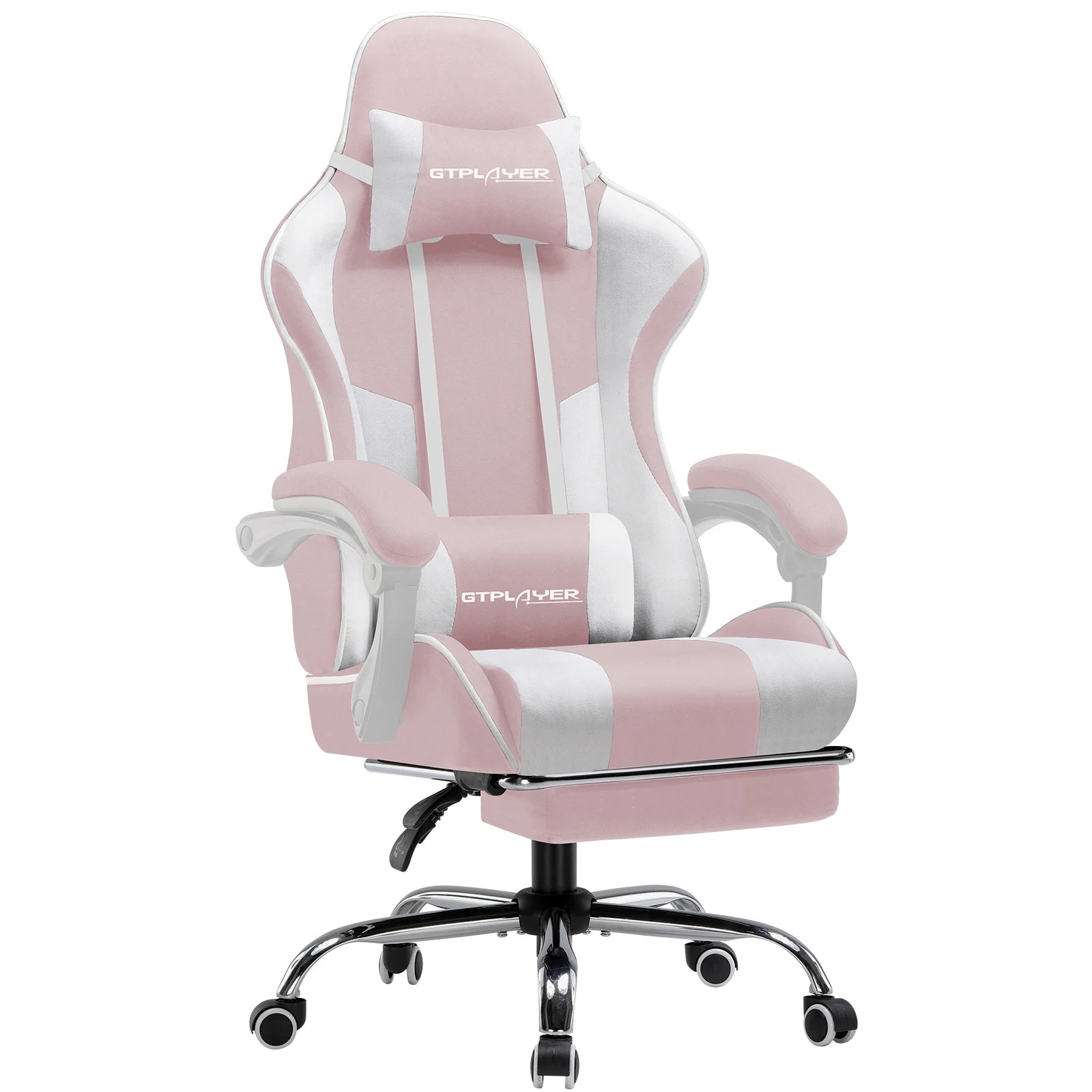 Ergonomische Gamingstoel met Voetensteun en Massage Lendenkussen – Stoffen Bureaustoel met Hoofdsteun