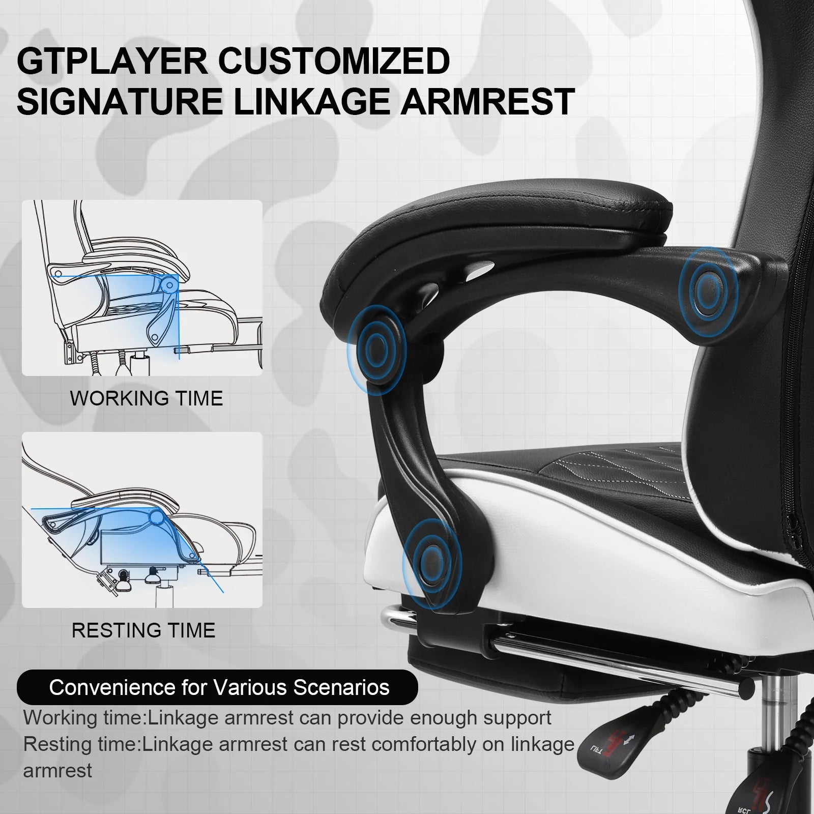 Ergonomische Gaming Stoel met Voetensteun en Verstelbare Rugleuning (90°–145°) – Luxe Bureaustoel voor Kantoor & Thuis