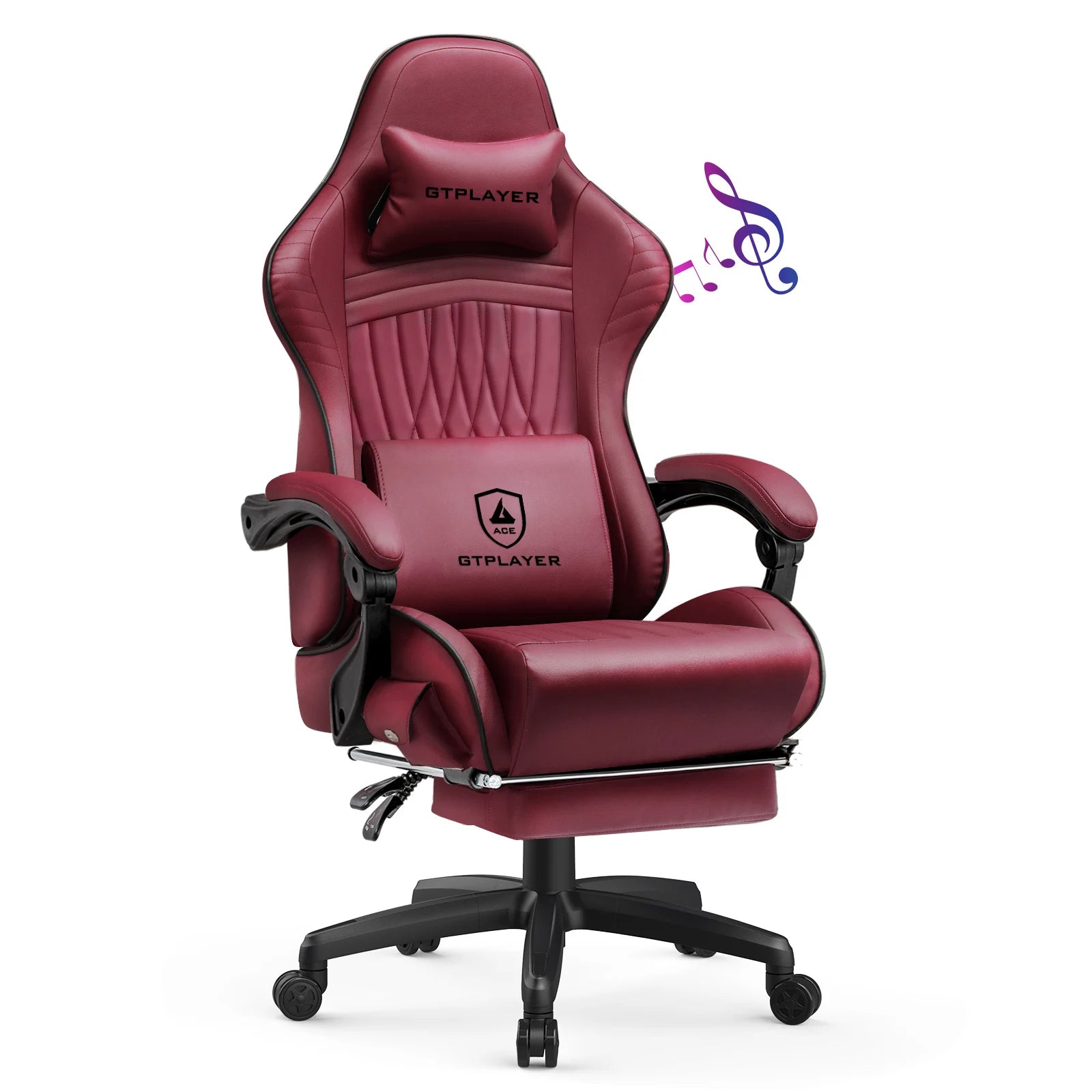 Ergonomische Gaming Stoel met Voetensteun & Luidsprekers – Verstelbare Gamer Chair met 170° Rugleuning, PU Leer & 150kg Draagkracht