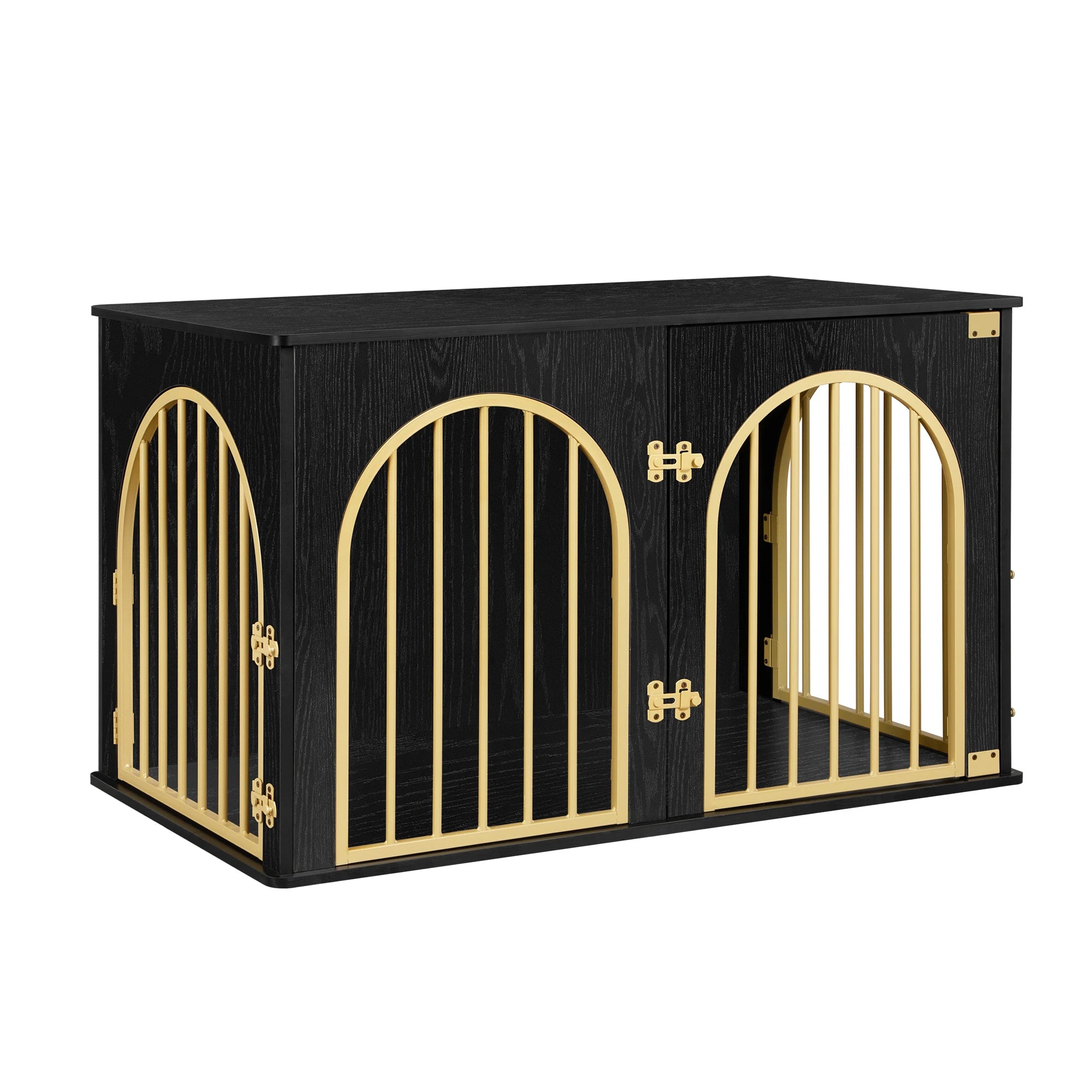 Houten Hondenbench Meubel 100 cm – Luxe Design Hondenkooi met 3 Deuren – Stevige Dog Crate voor Binnen – Bijzettafel & TV Meubel