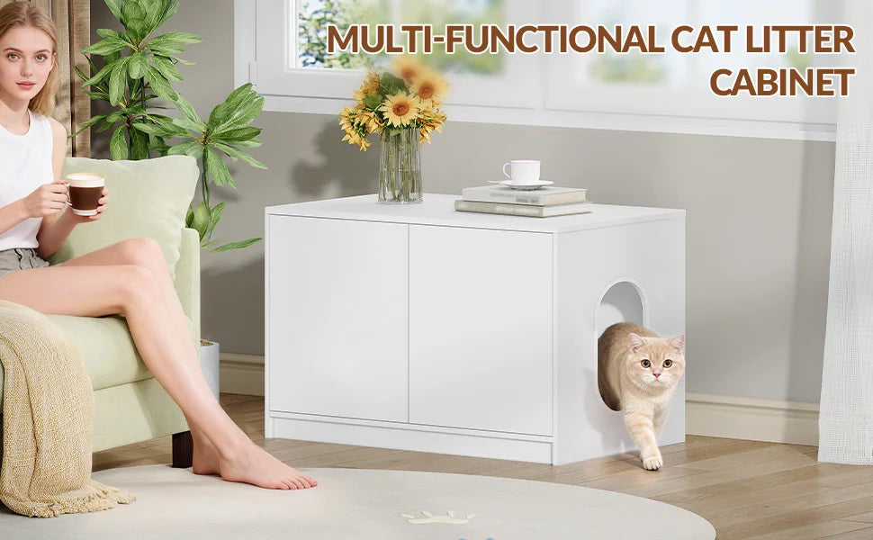 Verborgen kattenbak kast – stijlvol kattentoilet meubel met ventilatie