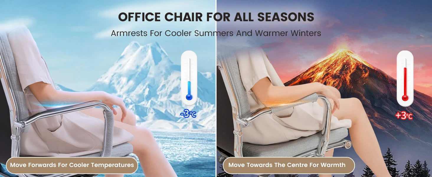 Ergonomische Bureaustoel met Armleuningen en Schommelfunctie – Comfortabele Executive Office Chair (Stof)