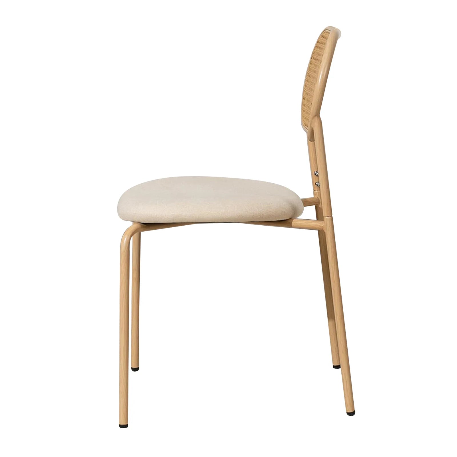 Retro Eetkamerstoelen Set van 2 met Rieten Rugleuning – Comfortabele Gestoffeerde Zitting, Stevig IJzeren Frame, Antislipvoetjes – Voor Keuken, Eetkamer & Terras