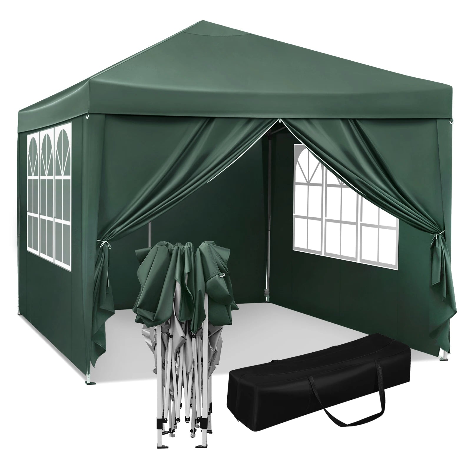 Easy Up Partytent 3x3 m – Opvouwbare Waterdichte Tuintent met UV-bescherming - Pop‑Up Systeem - Inclusief Draagtas
