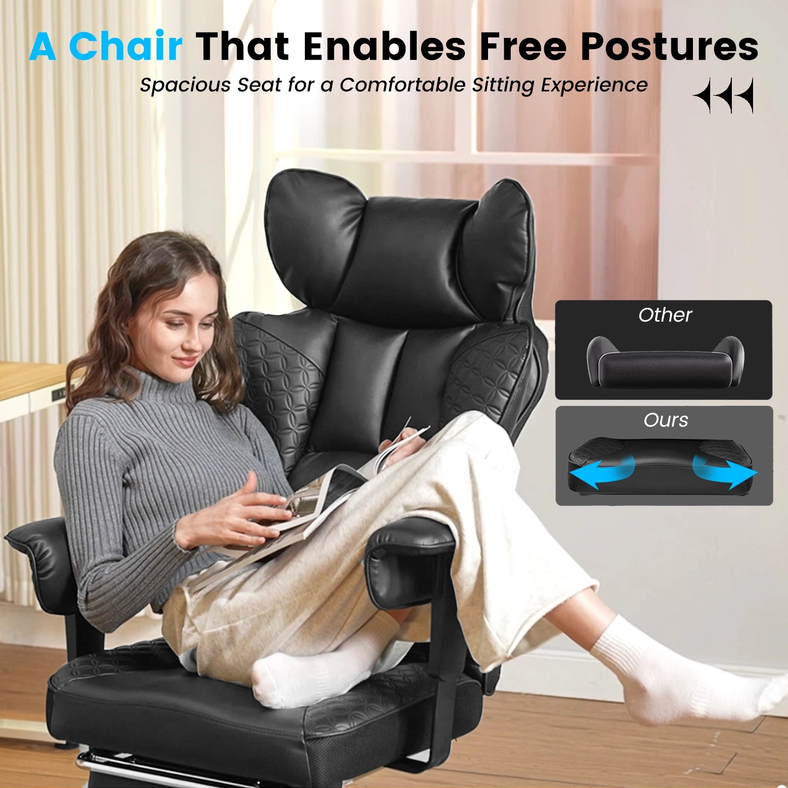 Ergonomische Gaming Chair & Bureaustoel – Verstelbare Armleuningen, Lendensteun, PU Leer – 150 kg