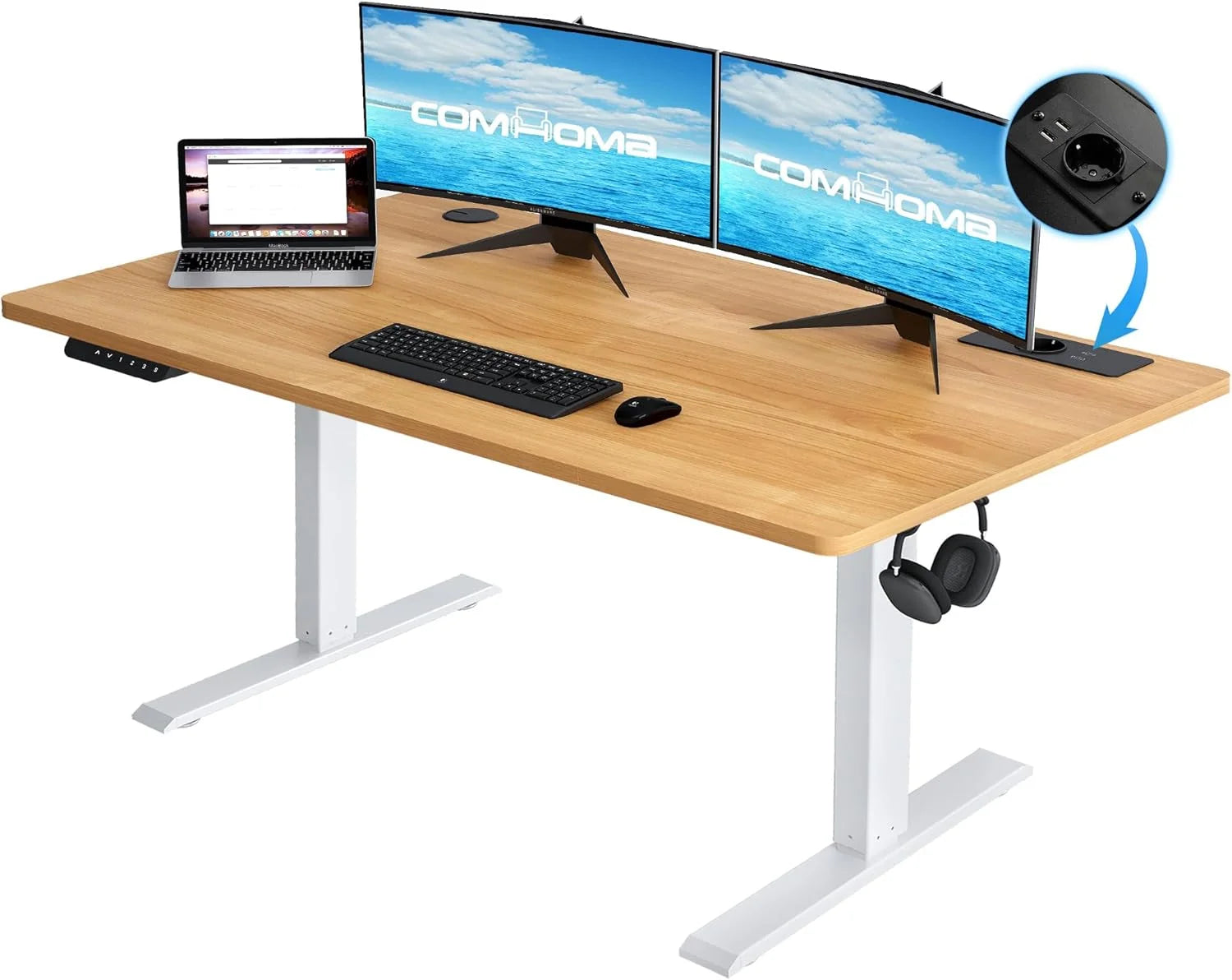 Elektrisch Zit-Sta Bureau Verstelbaar met USB en Ergonomisch Design (140x60 / 160x70 cm)