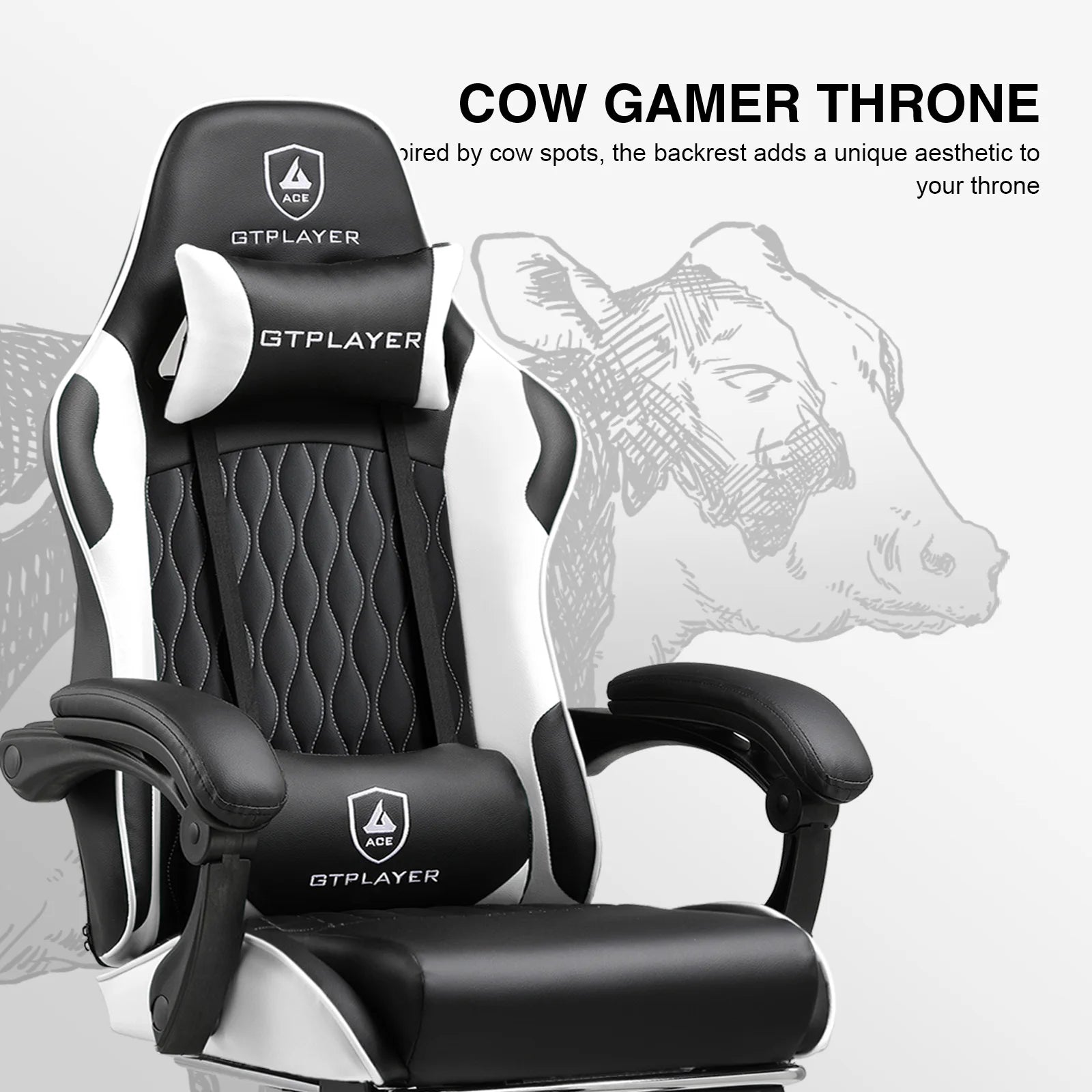 Ergonomische Gaming Stoel met Voetensteun en Verstelbare Rugleuning (90°–145°) – Luxe Bureaustoel voor Kantoor & Thuis