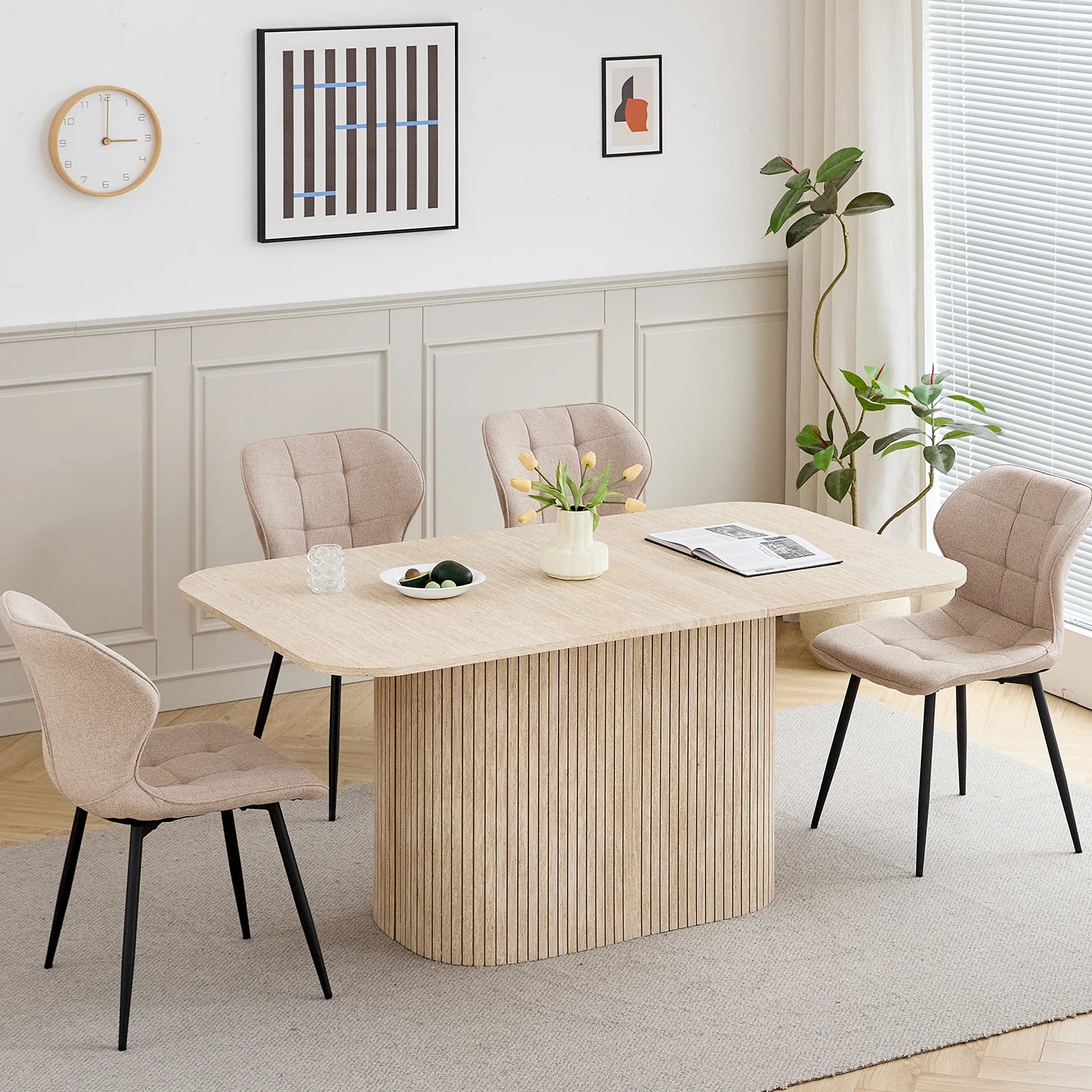 EGOONM Nordic Style Solid Wood Rectangular Dining Table, Living Room Reading and Leisure Dining Table,160*90Cm