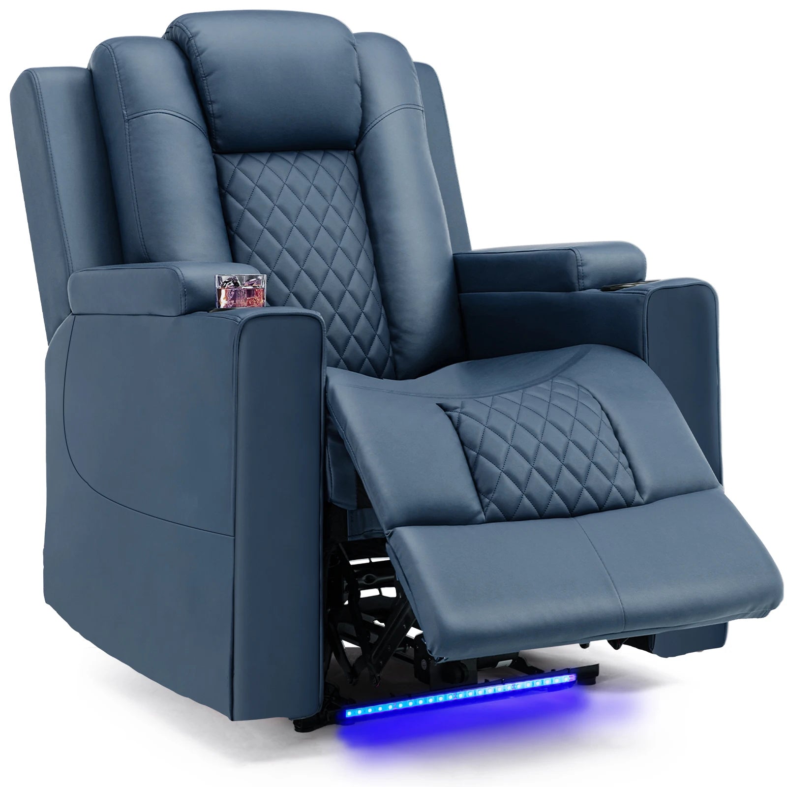 Elektrische Relaxfauteuil met Massage & LED – Verstelbare TV Stoel met Bekerhouders en Opbergvakken – Luxe Home Cinema Fauteuil