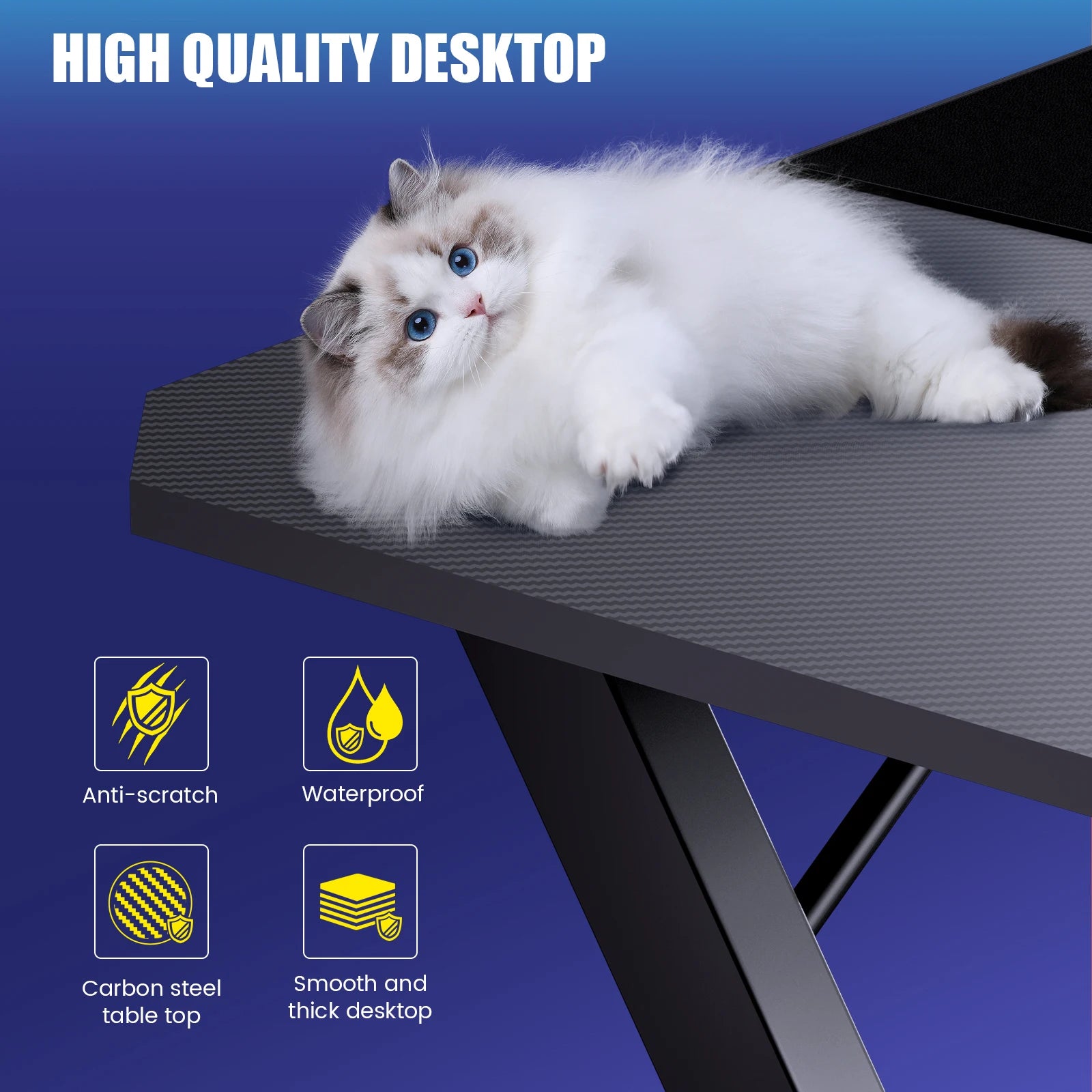 Gaming Bureau 120x60 cm met LED Verlichting & Stopcontact – Carbon Fiber Werkblad en Z-Frame