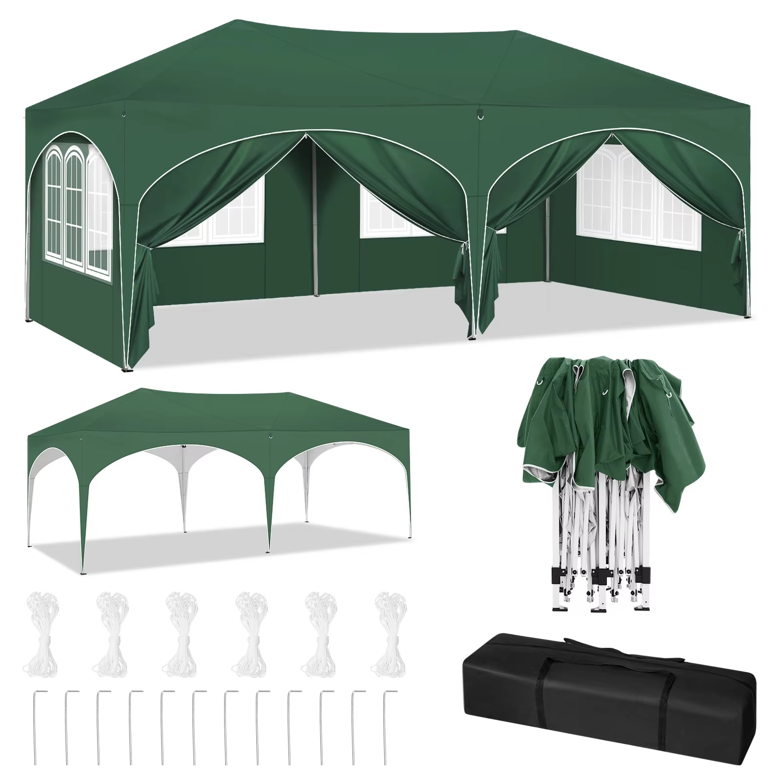 Opvouwbaar Paviljoen 3×6 m – Easy Up Partytent met 6 Zijwanden