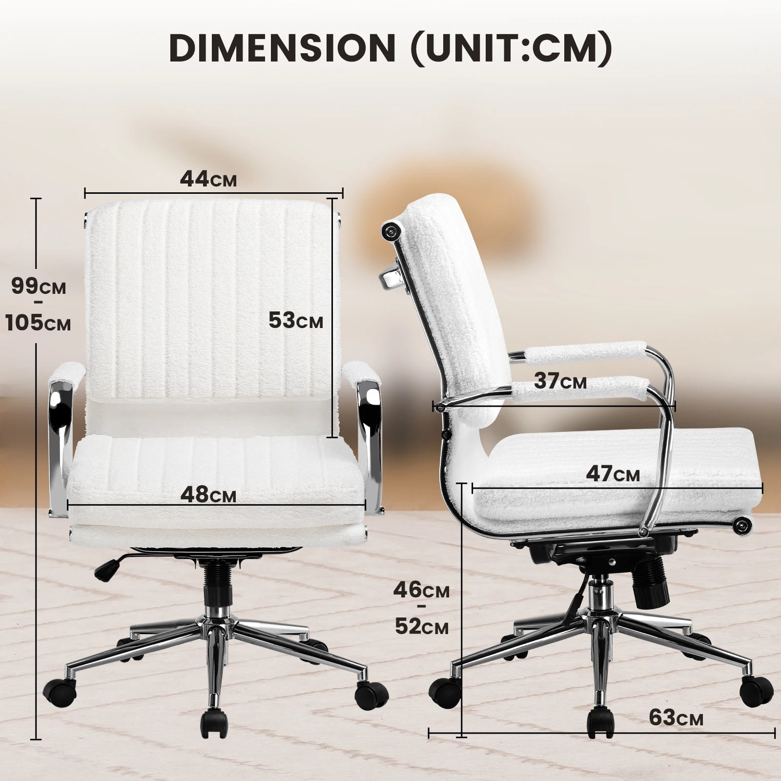 Ergonomische Bureaustoel met Armleuningen en Schommelfunctie – Comfortabele Executive Office Chair (Stof)