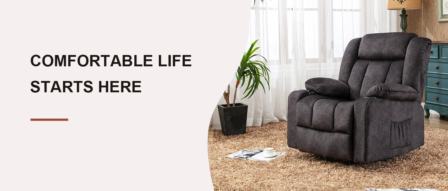 Verstelbare Relax Fauteuil met Voetensteun en Bekerhouders – Luxe TV Stoel 90°–160° Ergonomisch Comfort