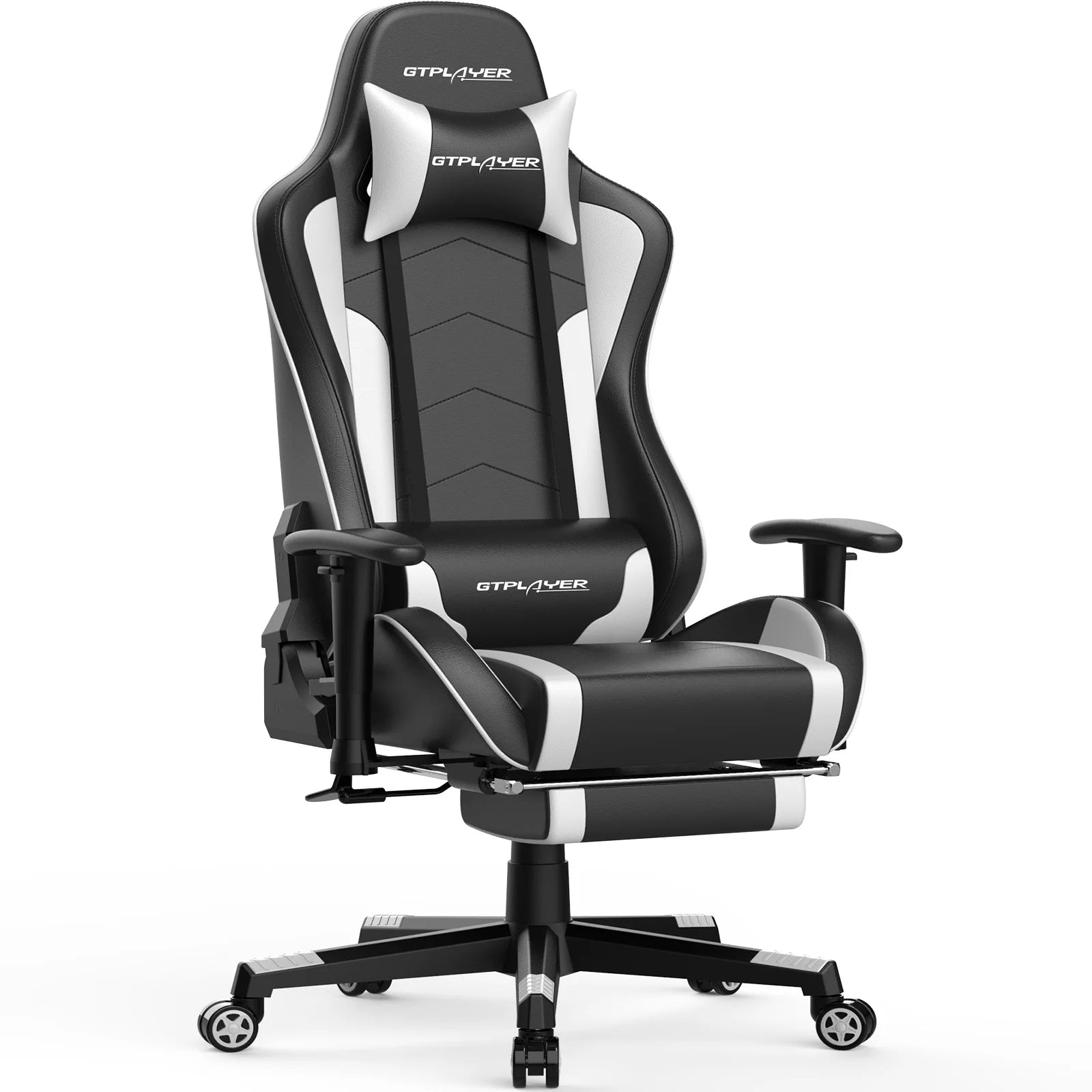 Gamingstoel met Bluetooth Speakers – Ergonomische Bureaustoel met Voetensteun en PU Leer (Recline 150°)