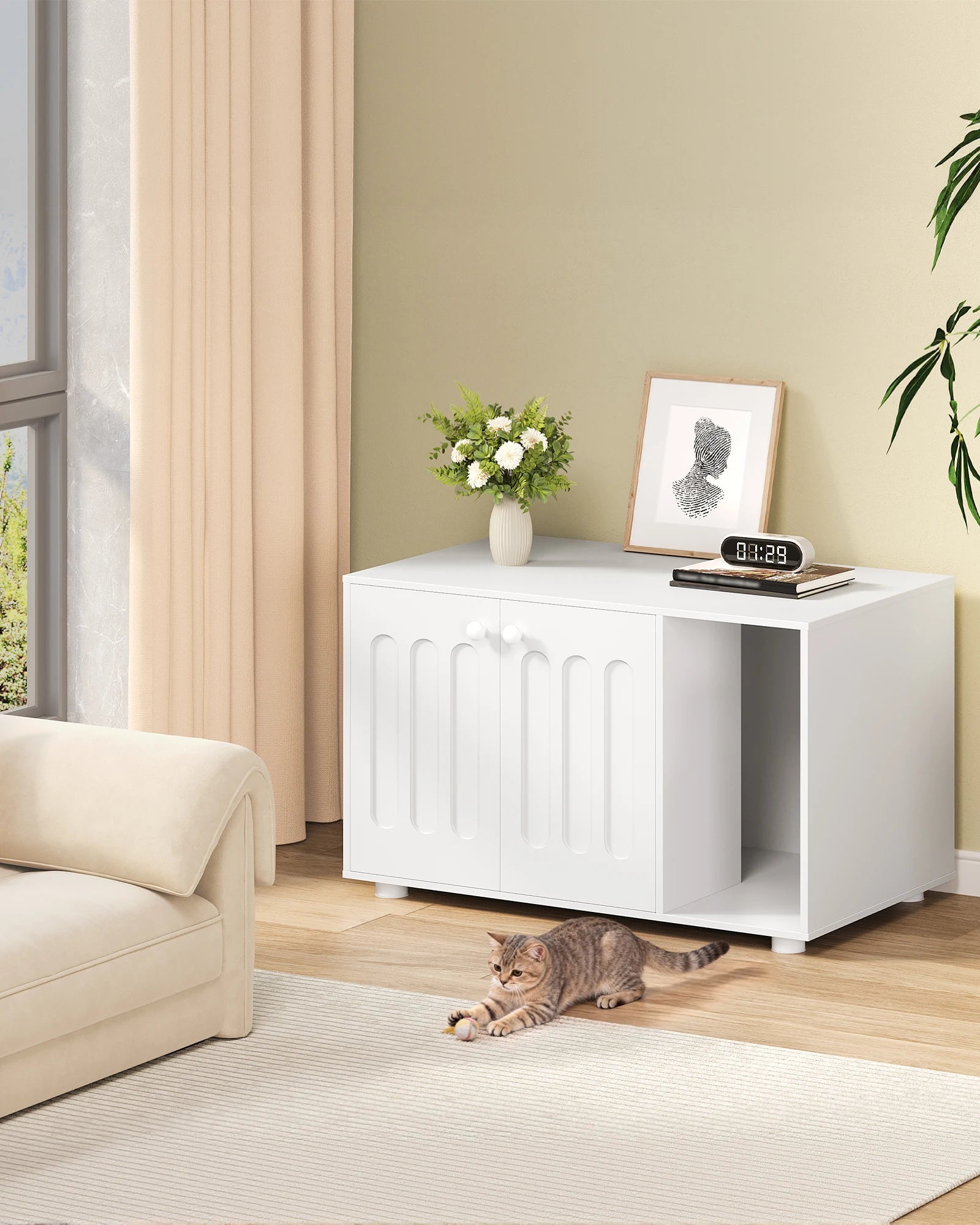 Grote Kattenkast met Deur – Modern Kattenhuis & Opbergmeubel voor Kattenbak