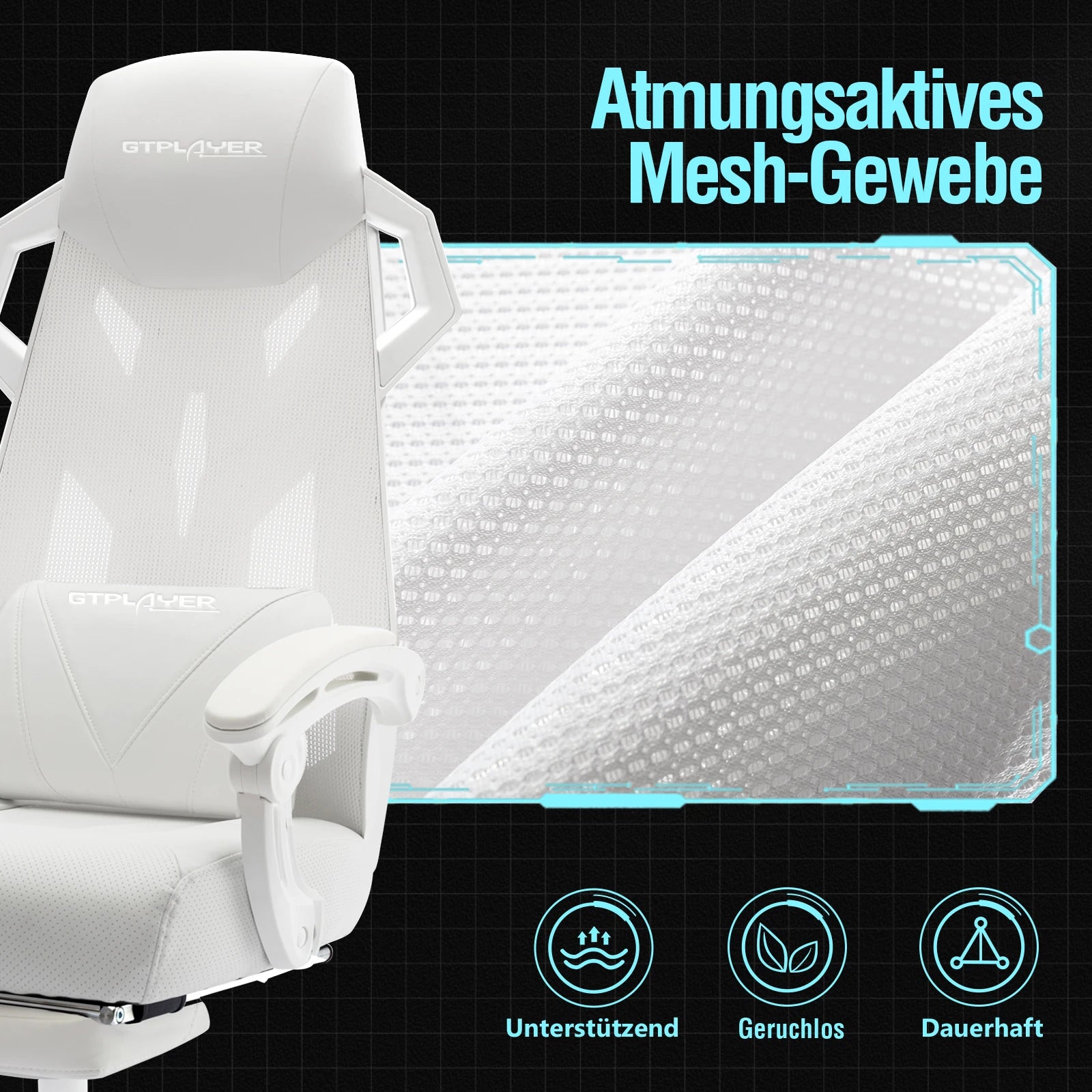 Ergonomische Mesh Bureaustoel met Lendensteun & Hoofdsteun – Verstelbare Gaming Stoel tot 150 kg