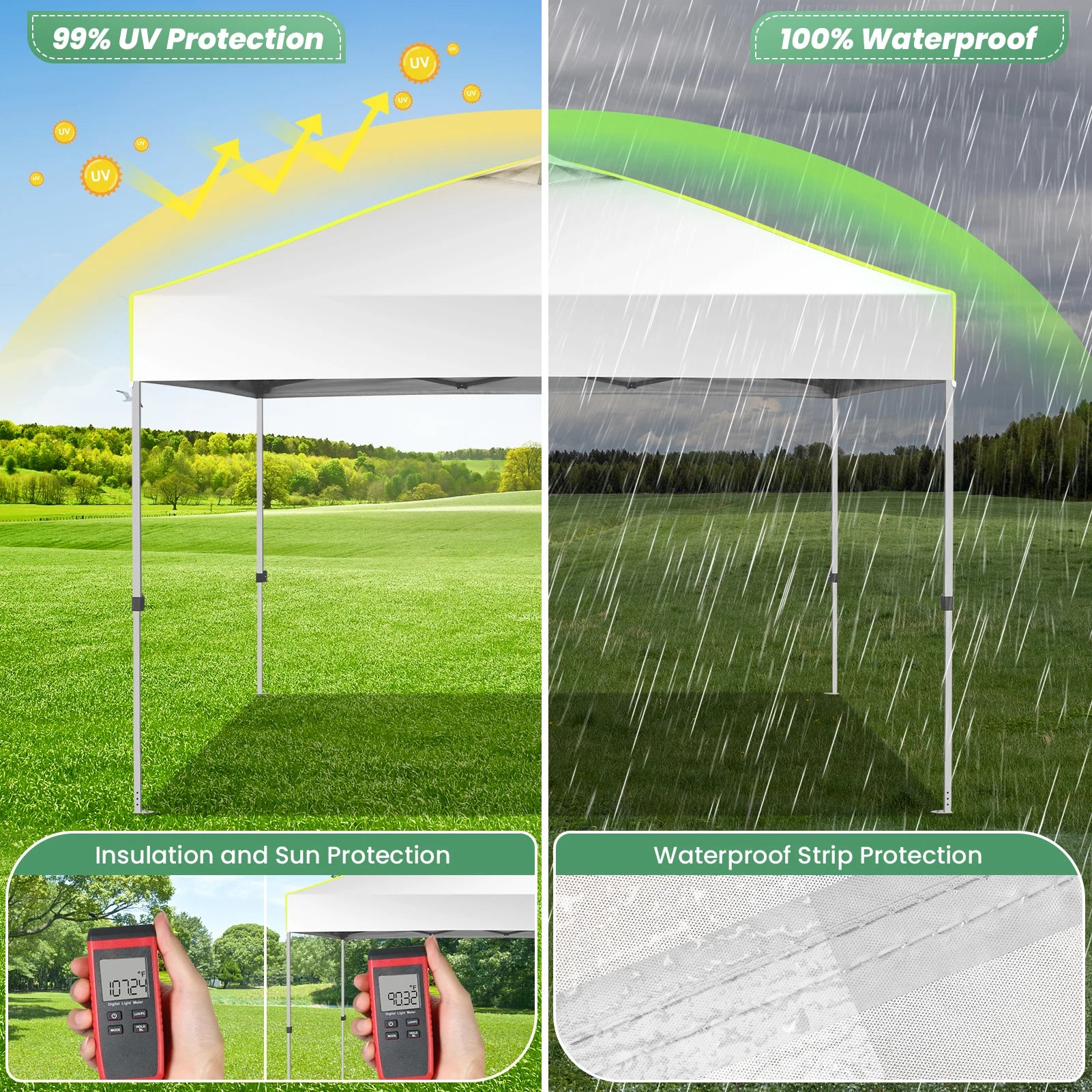 Pop-up Partytent 3x3 m Waterdicht met 4 Zijwanden – Opvouwbaar Tuinpaviljoen met UV50+ Bescherming voor Tuin & Evenementen