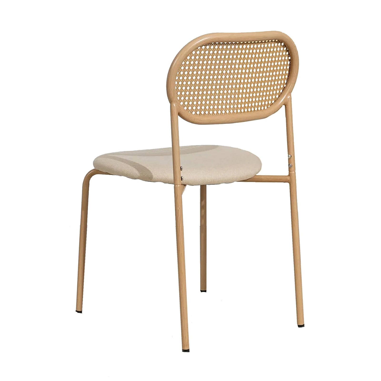 Retro Eetkamerstoelen Set van 2 met Rieten Rugleuning – Comfortabele Gestoffeerde Zitting, Stevig IJzeren Frame, Antislipvoetjes – Voor Keuken, Eetkamer & Terras