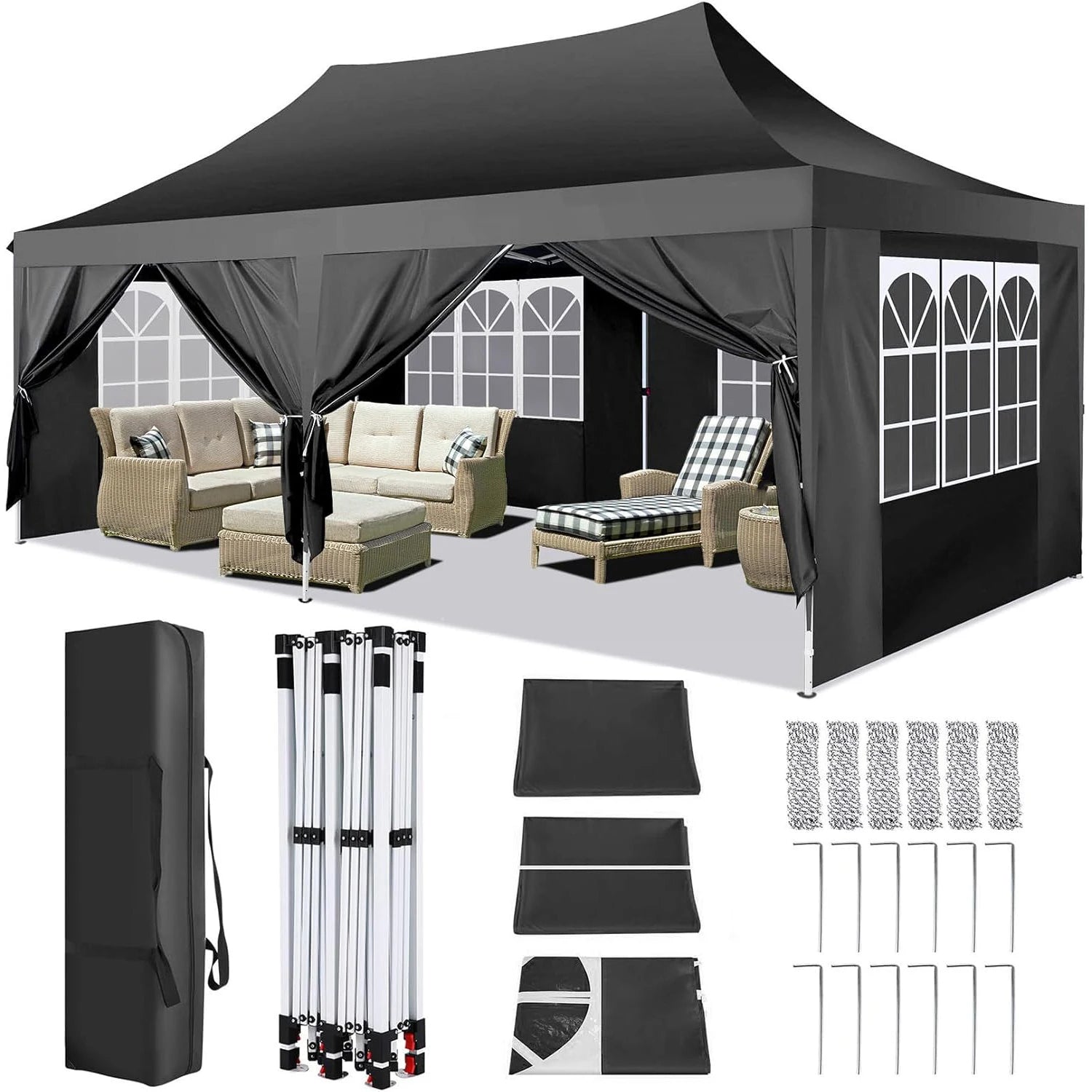 Pop-up Feesttent 3×6 m – Waterdicht Paviljoen met 6 Zijwanden