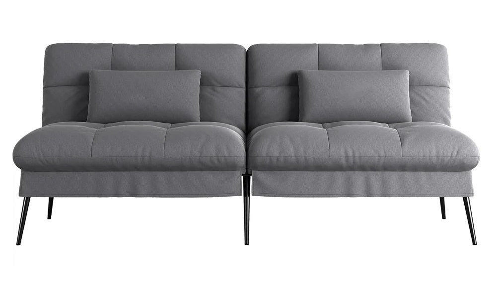 3-Zits Opvouwbare Slaapbank – Futon Hoekbank met Verstelbare Rugleuning – Grijs Stoffen Sofa Bed