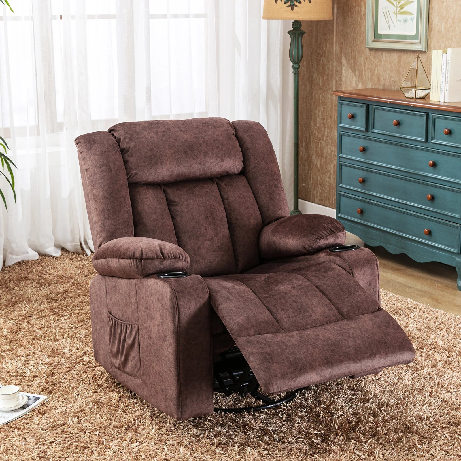 Verstelbare Relax Fauteuil met Voetensteun en Bekerhouders – Luxe TV Stoel 90°–160° Ergonomisch Comfort
