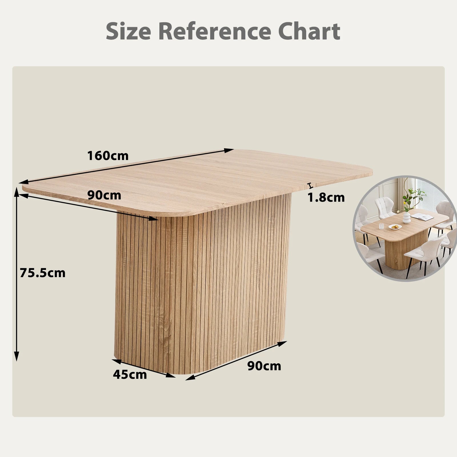 EGOONM Nordic Style Solid Wood Rectangular Dining Table, Living Room Reading and Leisure Dining Table,160*90Cm