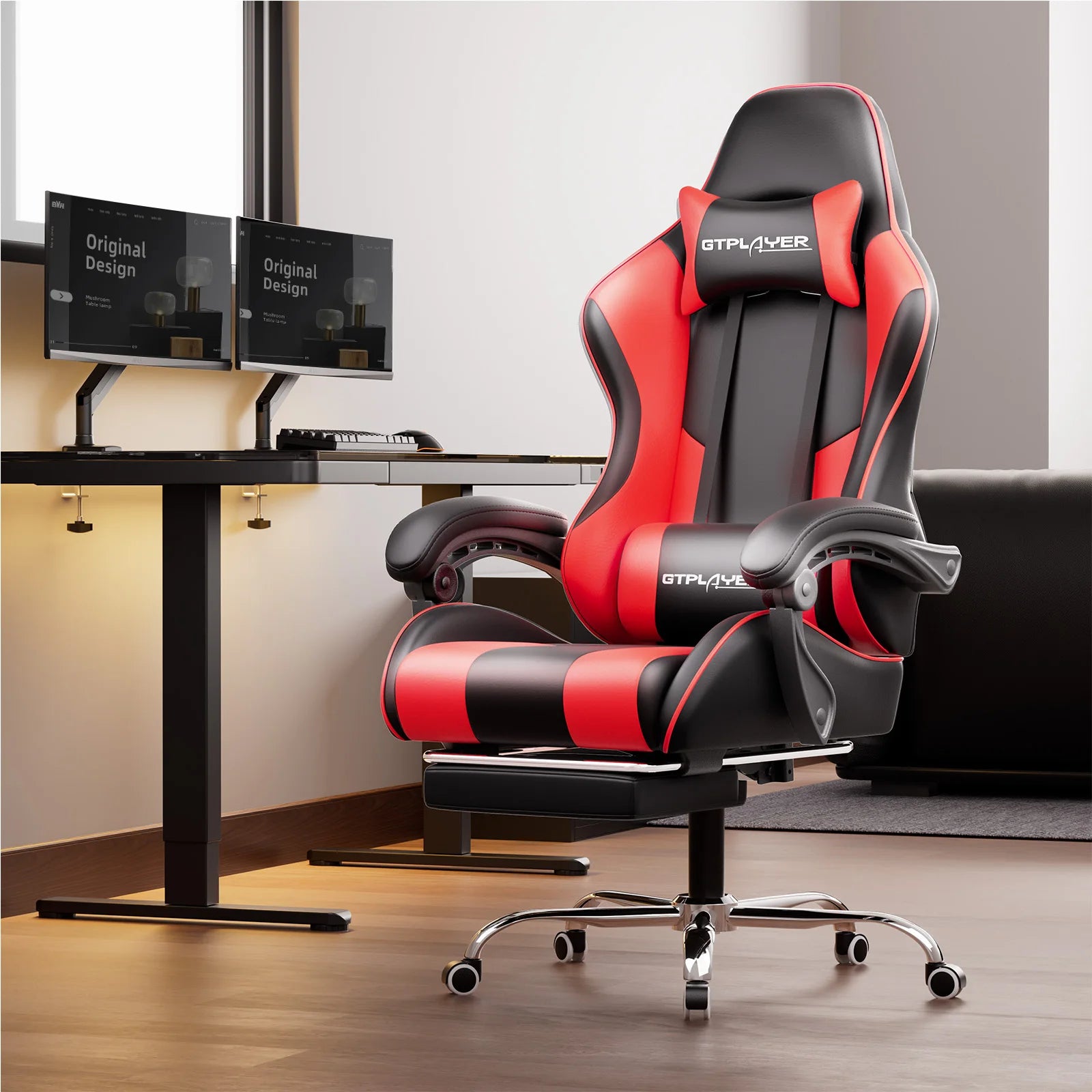 L-Vorm Gaming Bureau 120 cm met USB & Stopcontact – Hoekbureau met Opbergplanken – Water- & Krasbestendig Computerbureau