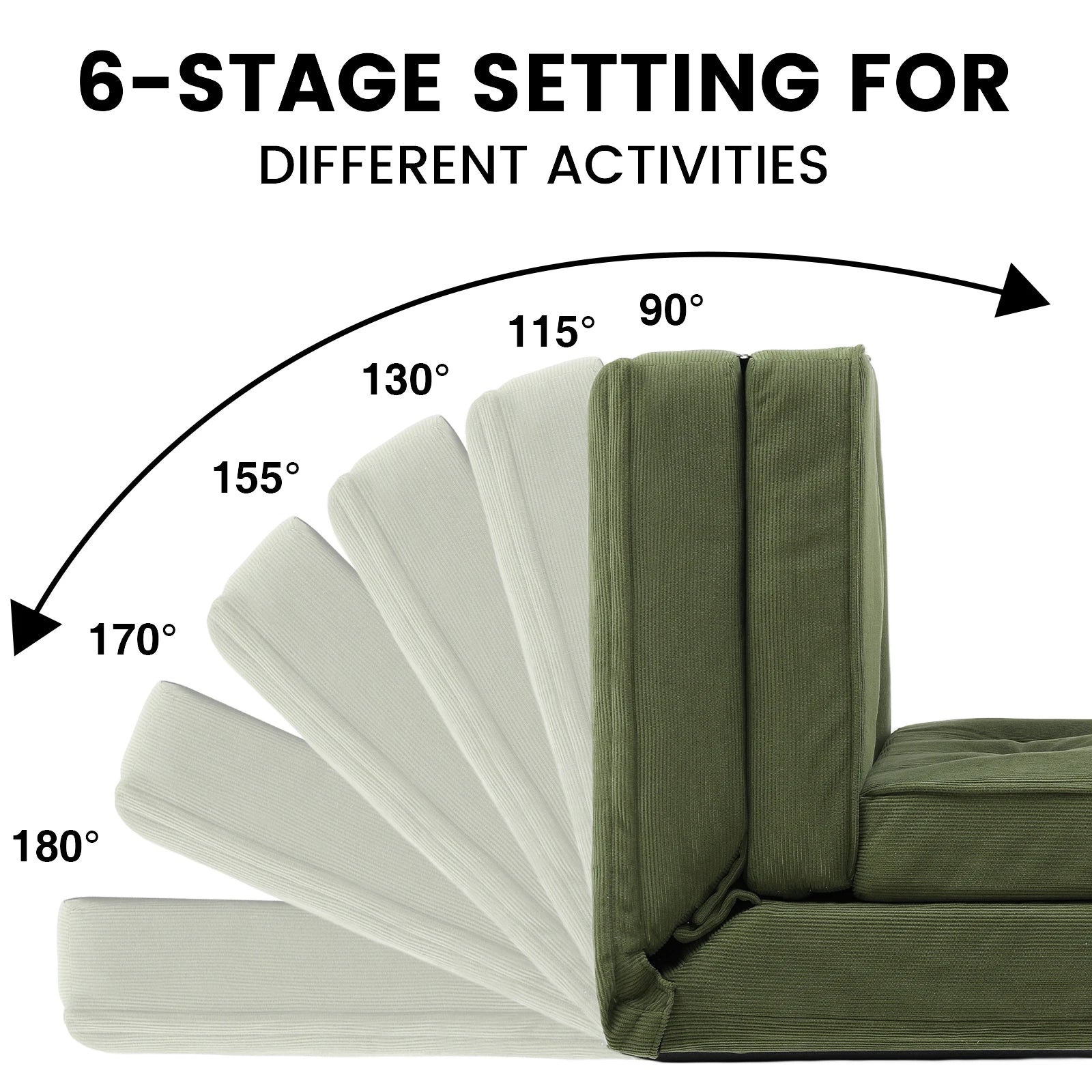 Verstelbare 2-Persoons Slaapbank met 6 Standen – Compacte Multifunctionele Sofa Bed voor Kleine Ruimtes