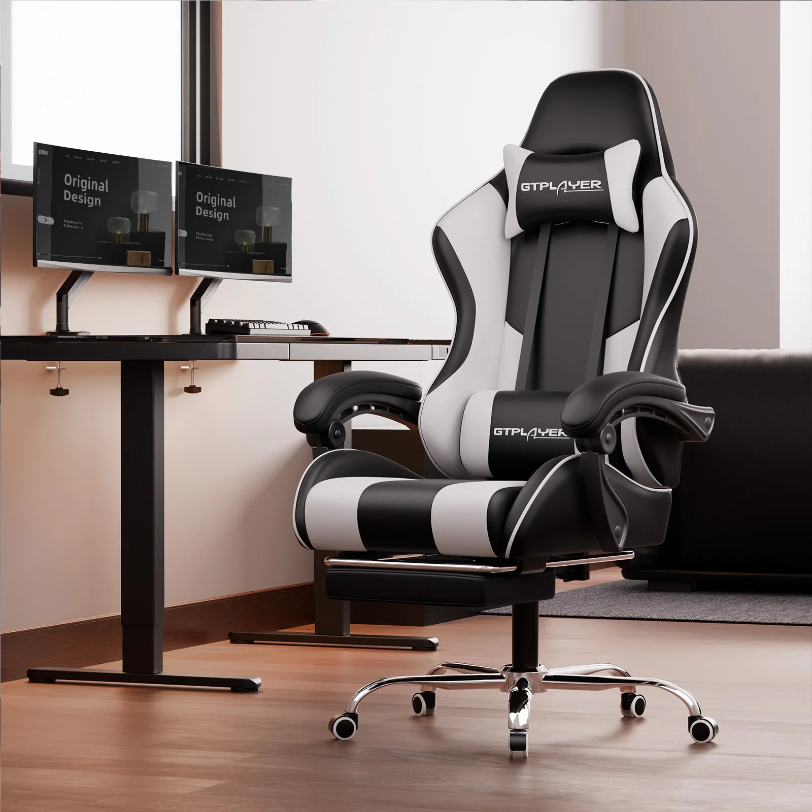 L-Vorm Gaming Bureau 120 cm met USB & Stopcontact – Hoekbureau met Opbergplanken – Water- & Krasbestendig Computerbureau