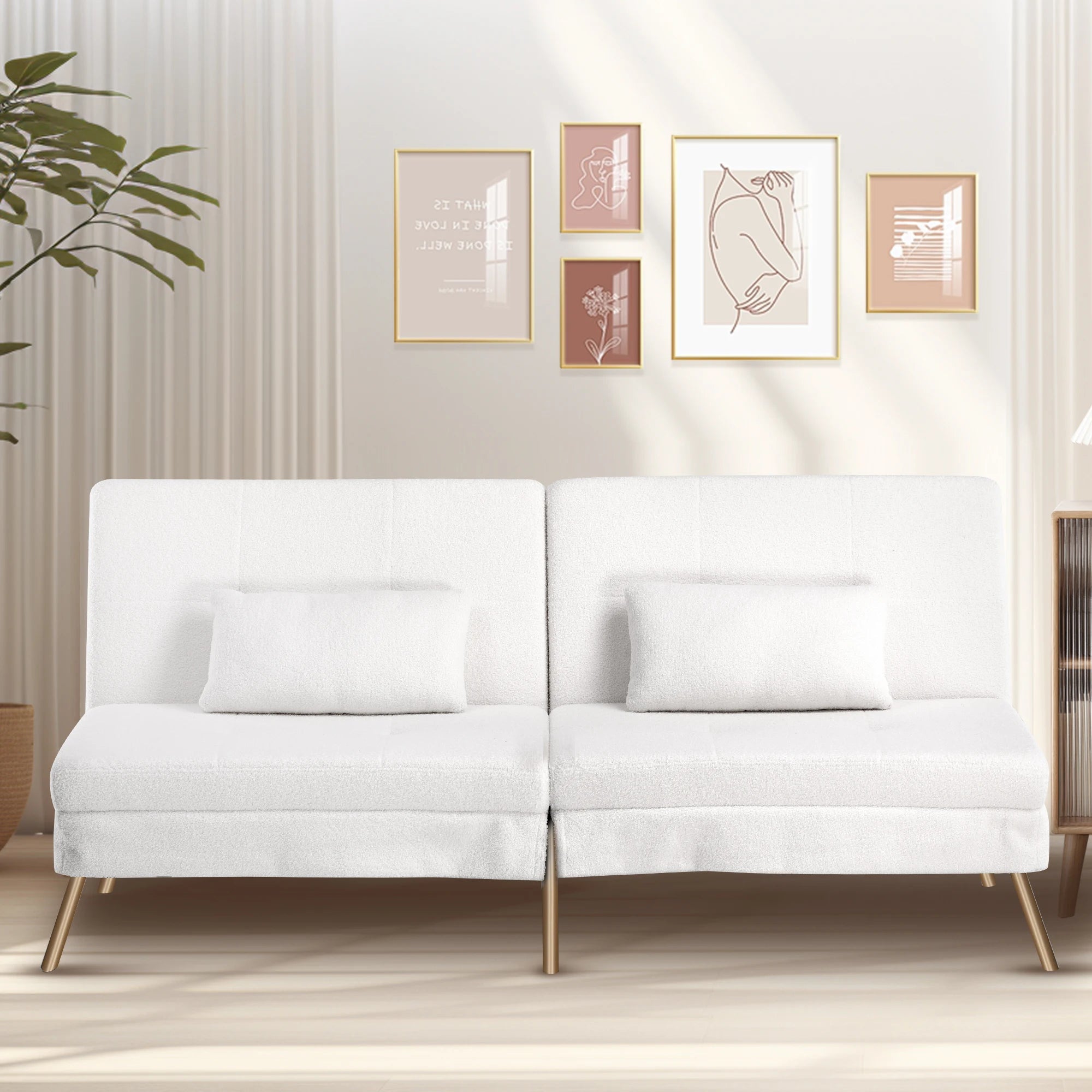 3-Zits Opvouwbare Slaapbank – Futon Hoekbank met Verstelbare Rugleuning – Grijs Stoffen Sofa Bed