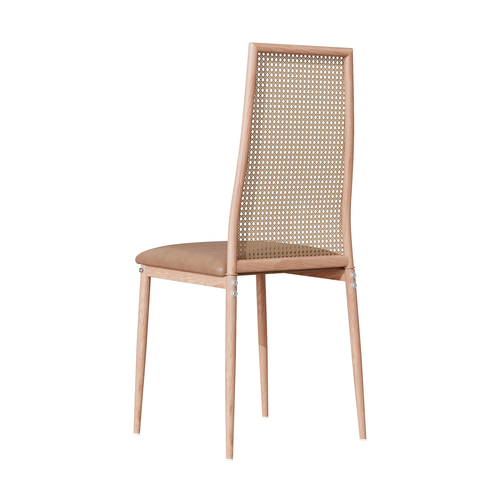 Retro Eetkamerstoelen Set van 2 met Rieten Rugleuning – Comfortabele Gestoffeerde Zitting, Stevig IJzeren Frame, Antislipvoetjes – Voor Keuken, Eetkamer & Terras