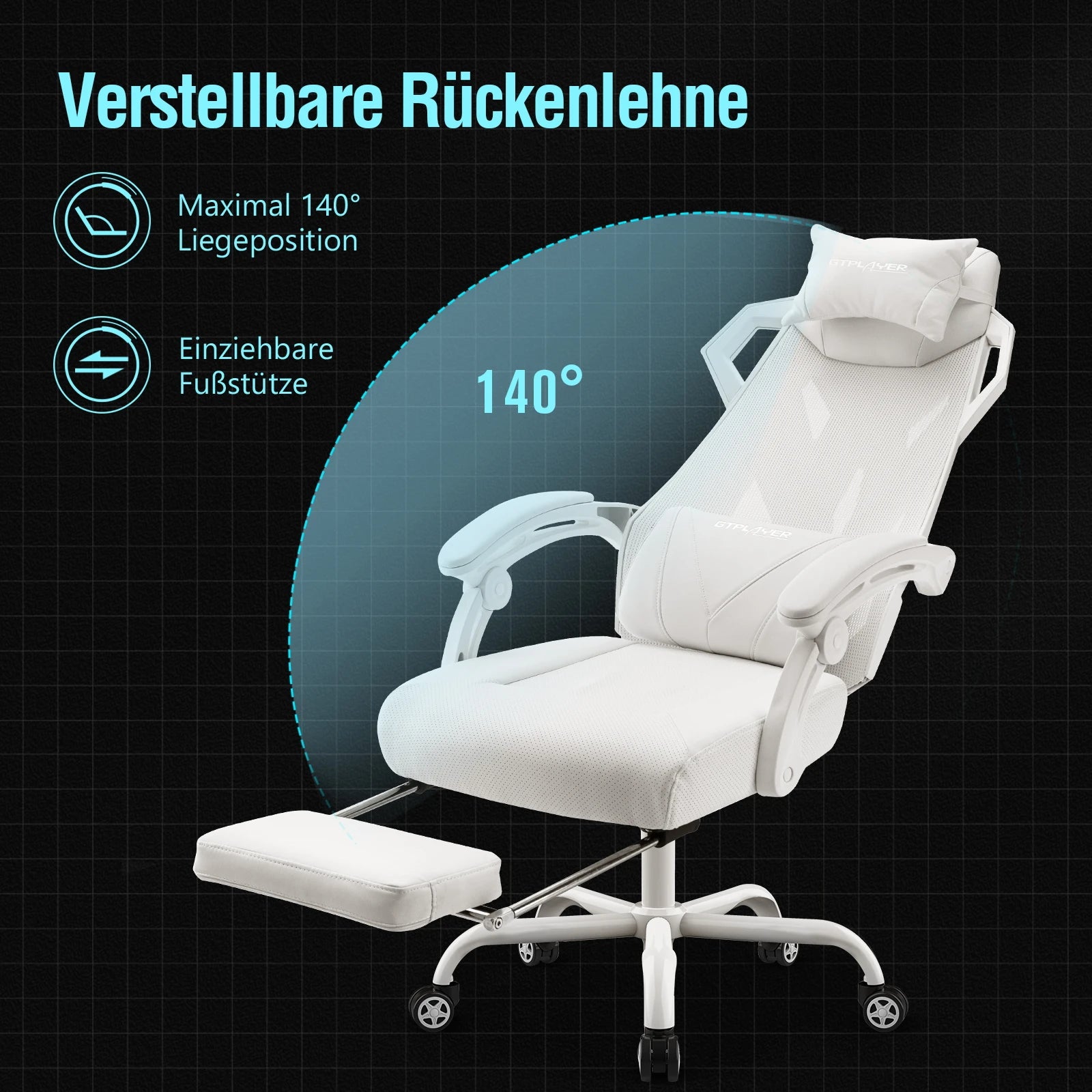 Ergonomische Mesh Bureaustoel met Lendensteun & Hoofdsteun – Verstelbare Gaming Stoel tot 150 kg