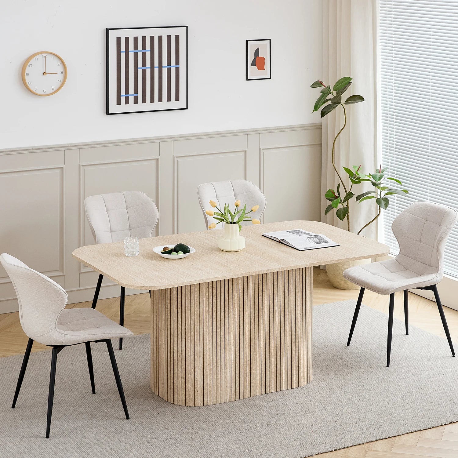 EGOONM Nordic Style Solid Wood Rectangular Dining Table, Living Room Reading and Leisure Dining Table,160*90Cm