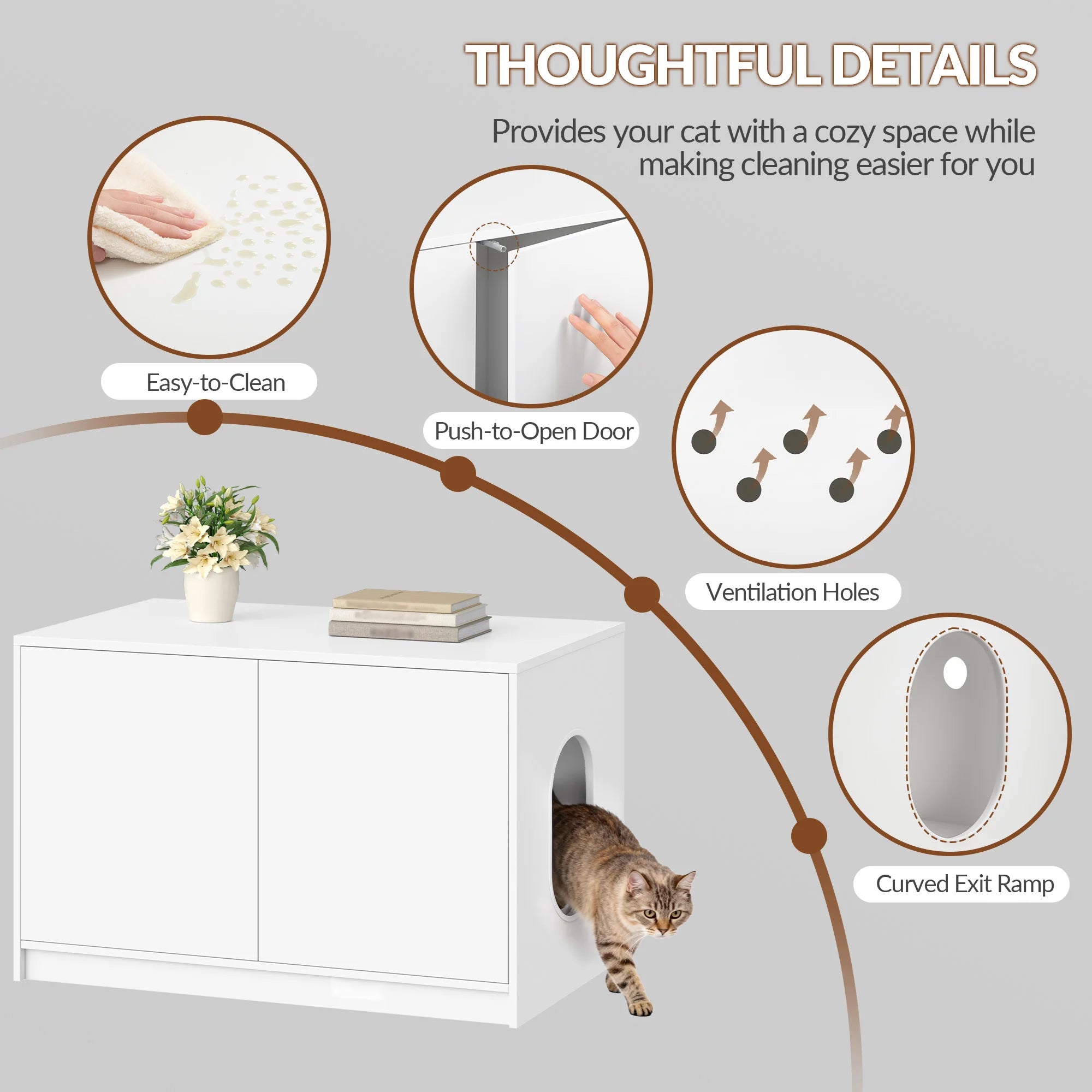 Verborgen kattenbak kast – stijlvol kattentoilet meubel met ventilatie