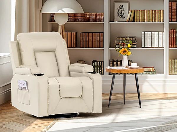 Luxe Relaxfauteuil 360° Draaibaar – Verstelbare TV Stoel met Voetsteun en Kunstleren Bekleding