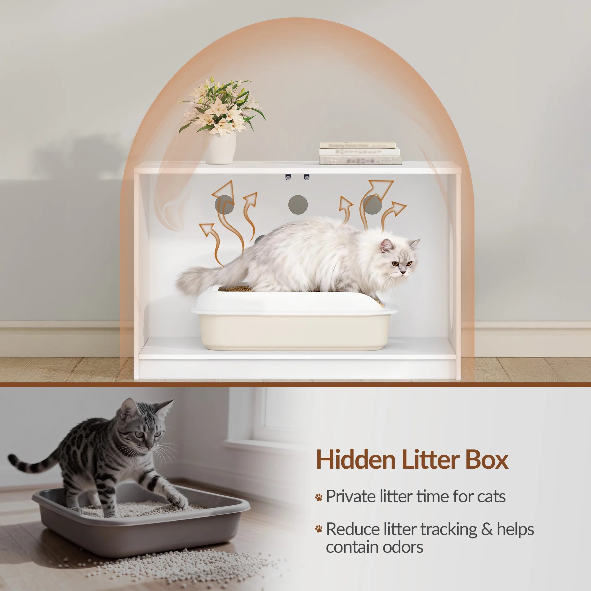 Verborgen kattenbak kast – stijlvol kattentoilet meubel met ventilatie