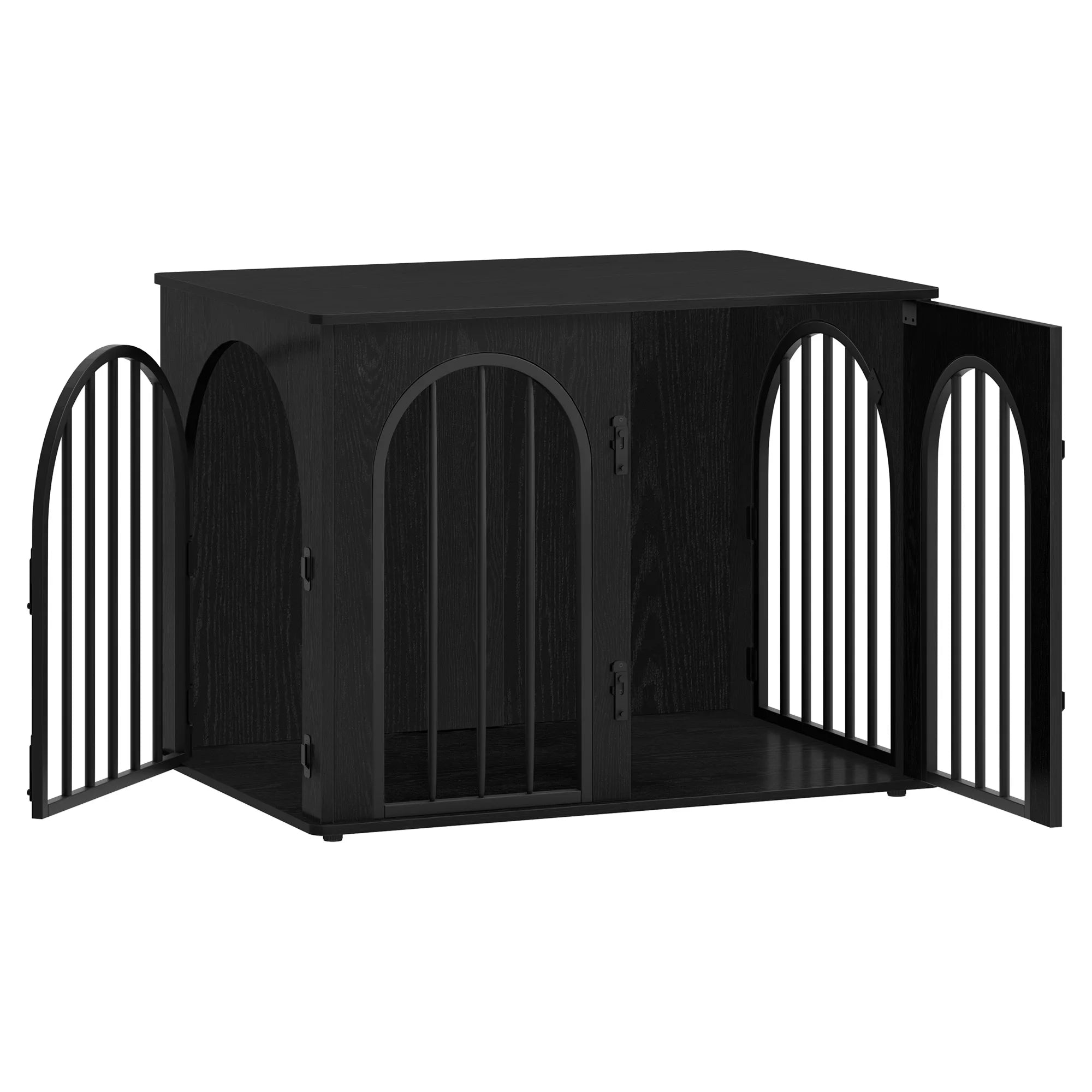 Houten Hondenbench Meubel 80 cm – Design Hondenkooi met 3 Deuren – Moderne Indoor Bench & Bijzettafel