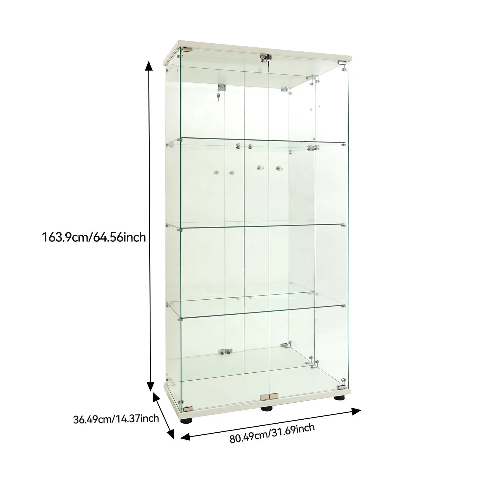 Staande LED Vitrinekast met 4 Niveaus – Moderne Displaykast voor Woonkamer & Slaapkamer