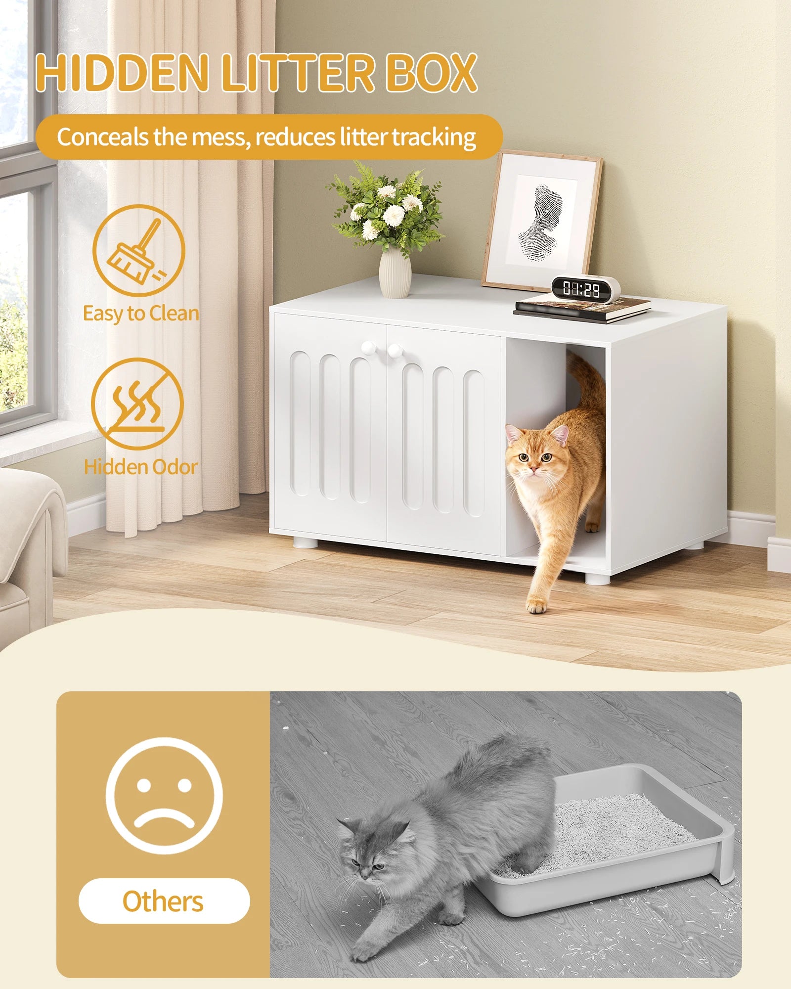 Grote Kattenkast met Deur – Modern Kattenhuis & Opbergmeubel voor Kattenbak