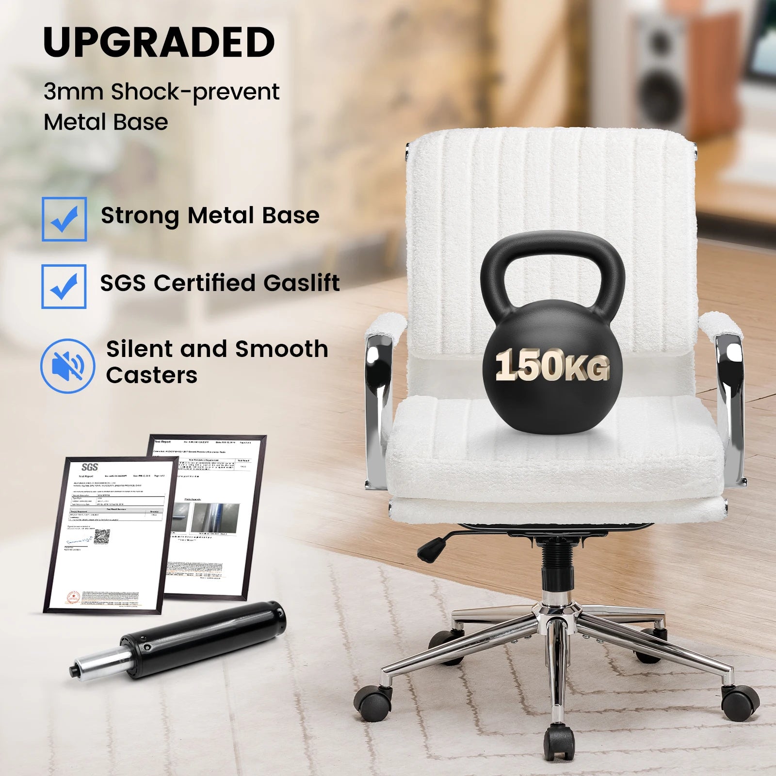 Ergonomische Bureaustoel met Armleuningen en Schommelfunctie – Comfortabele Executive Office Chair (Stof)