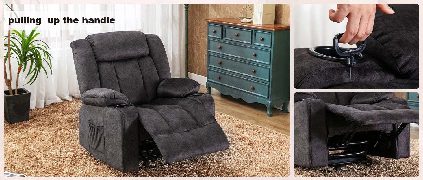 Verstelbare Relax Fauteuil met Voetensteun en Bekerhouders – Luxe TV Stoel 90°–160° Ergonomisch Comfort