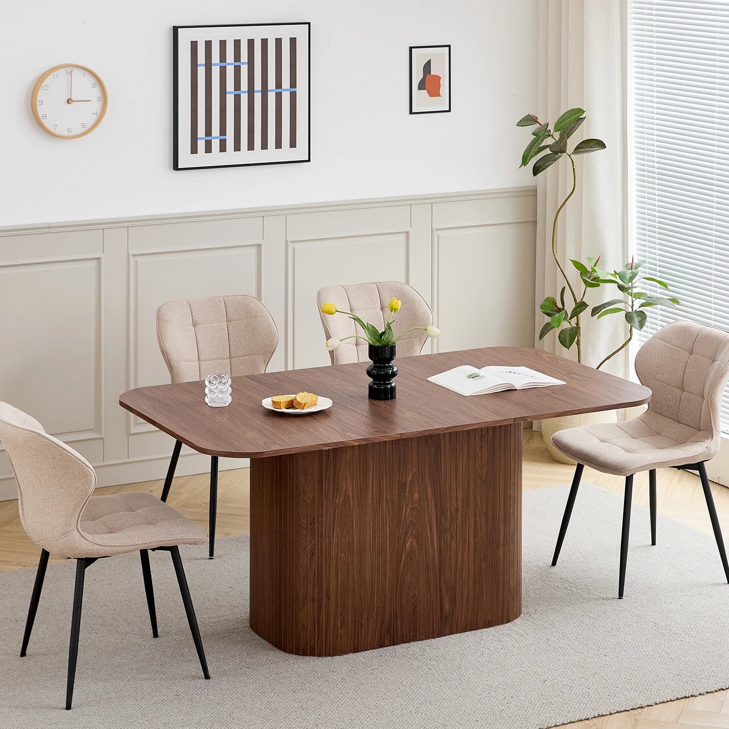 EGOONM Nordic Style Solid Wood Rectangular Dining Table, Living Room Reading and Leisure Dining Table,160*90Cm