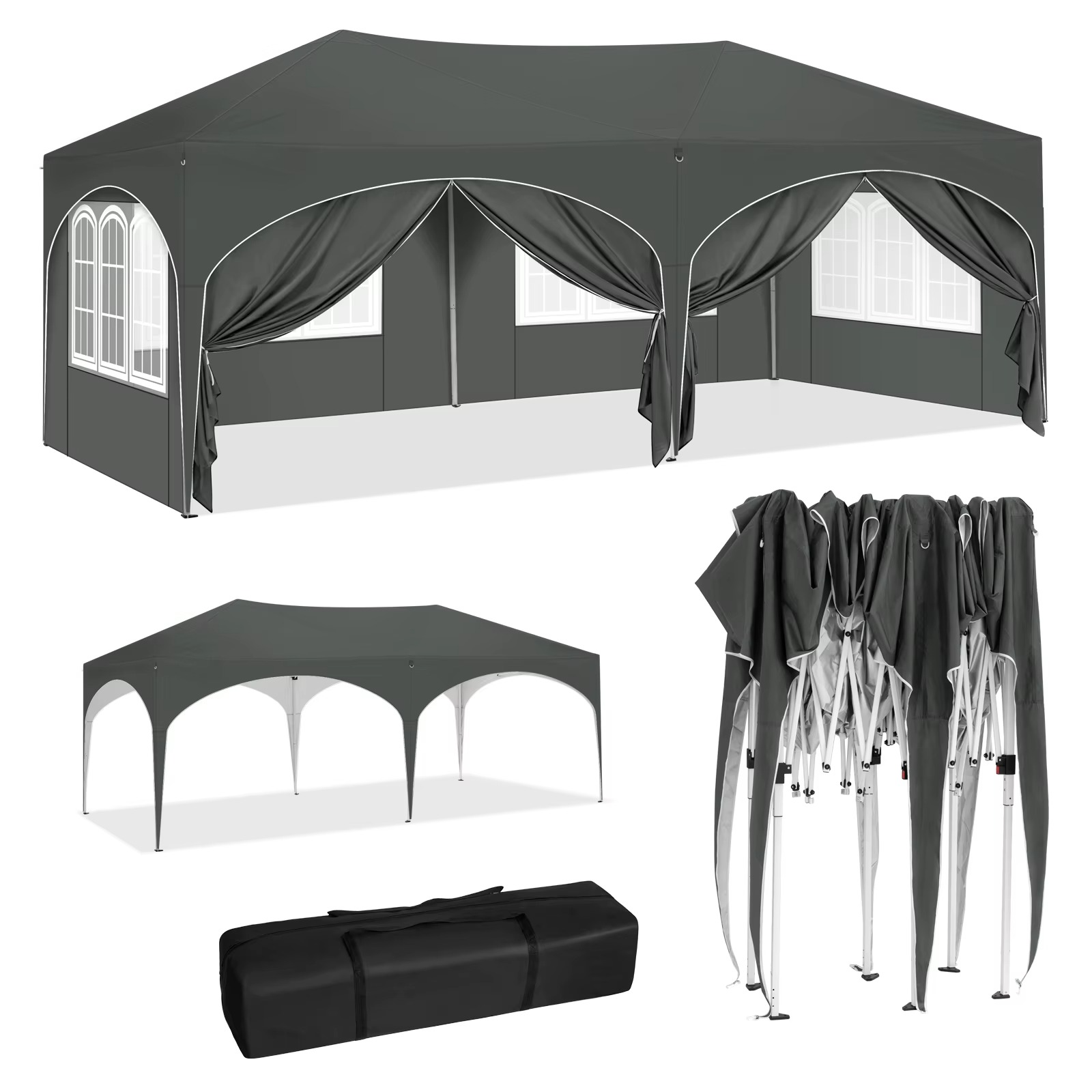 Opvouwbaar Paviljoen 3×6 m – Easy Up Partytent met 6 Zijwanden