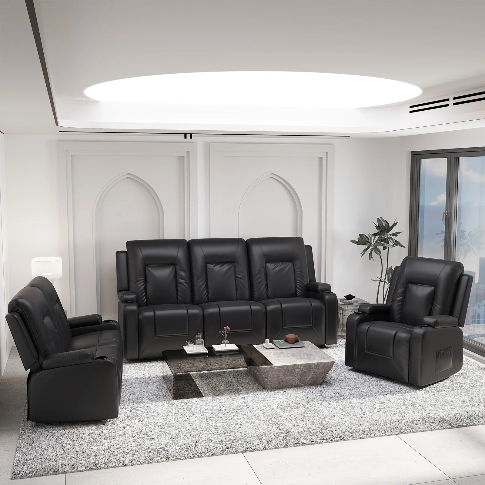 Luxe Relaxfauteuil 360° Draaibaar – Verstelbare TV Stoel met Voetsteun en Kunstleren Bekleding