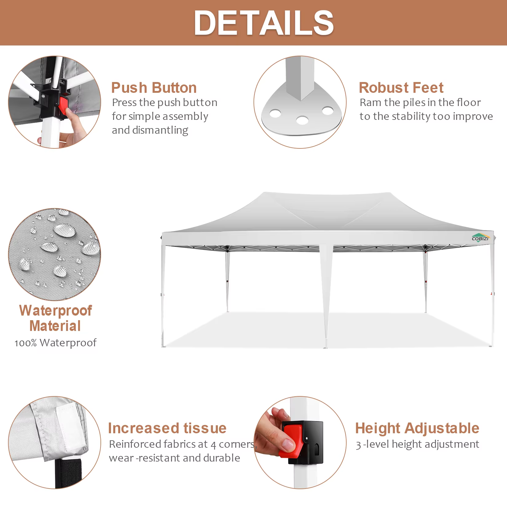 Pop-up Feesttent 3×6 m – Waterdicht Paviljoen met 6 Zijwanden