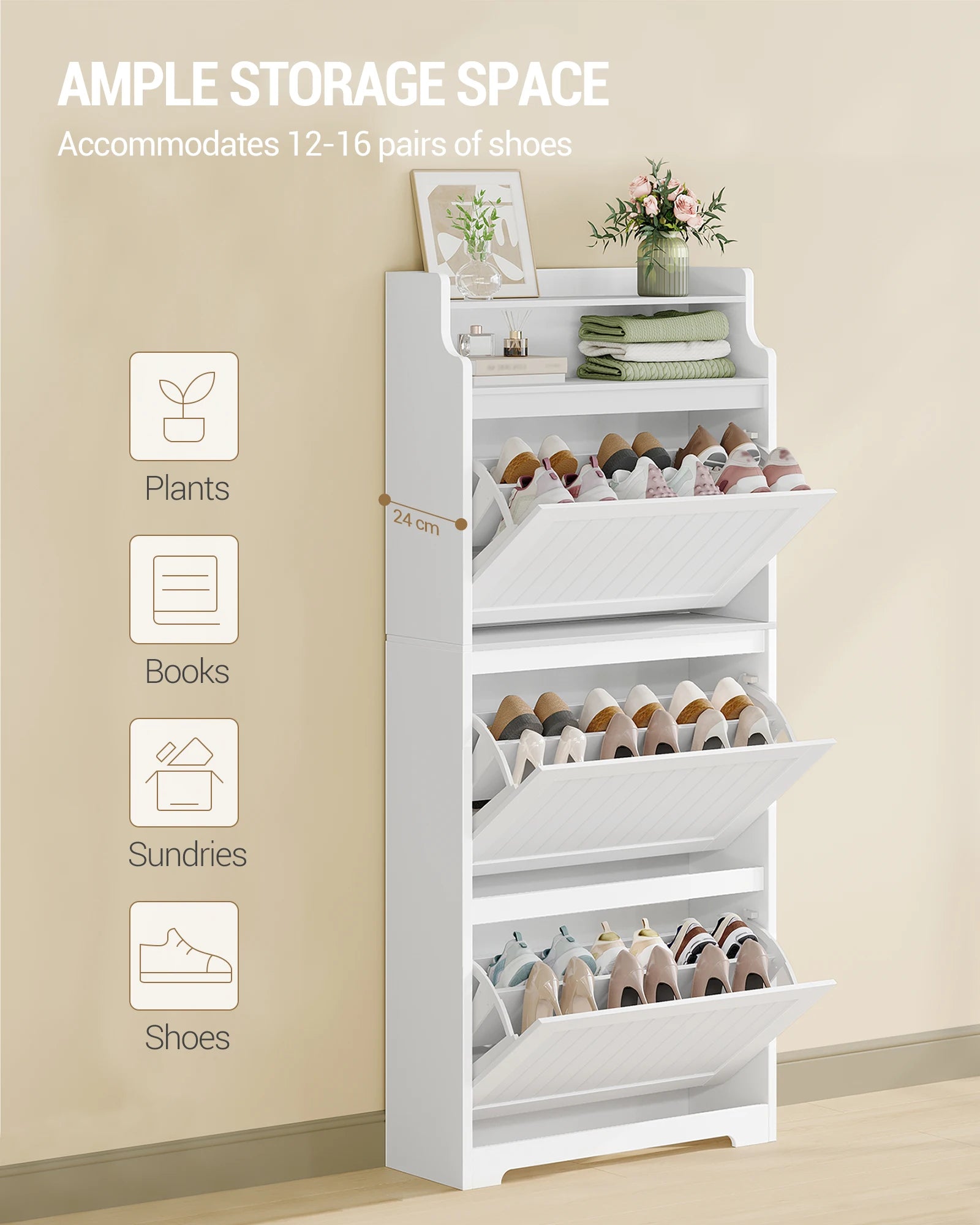 Schoenenkast 3‑Deurs – Ruim Schoenenrek voor Tot 16 Paar – Modern & Functioneel