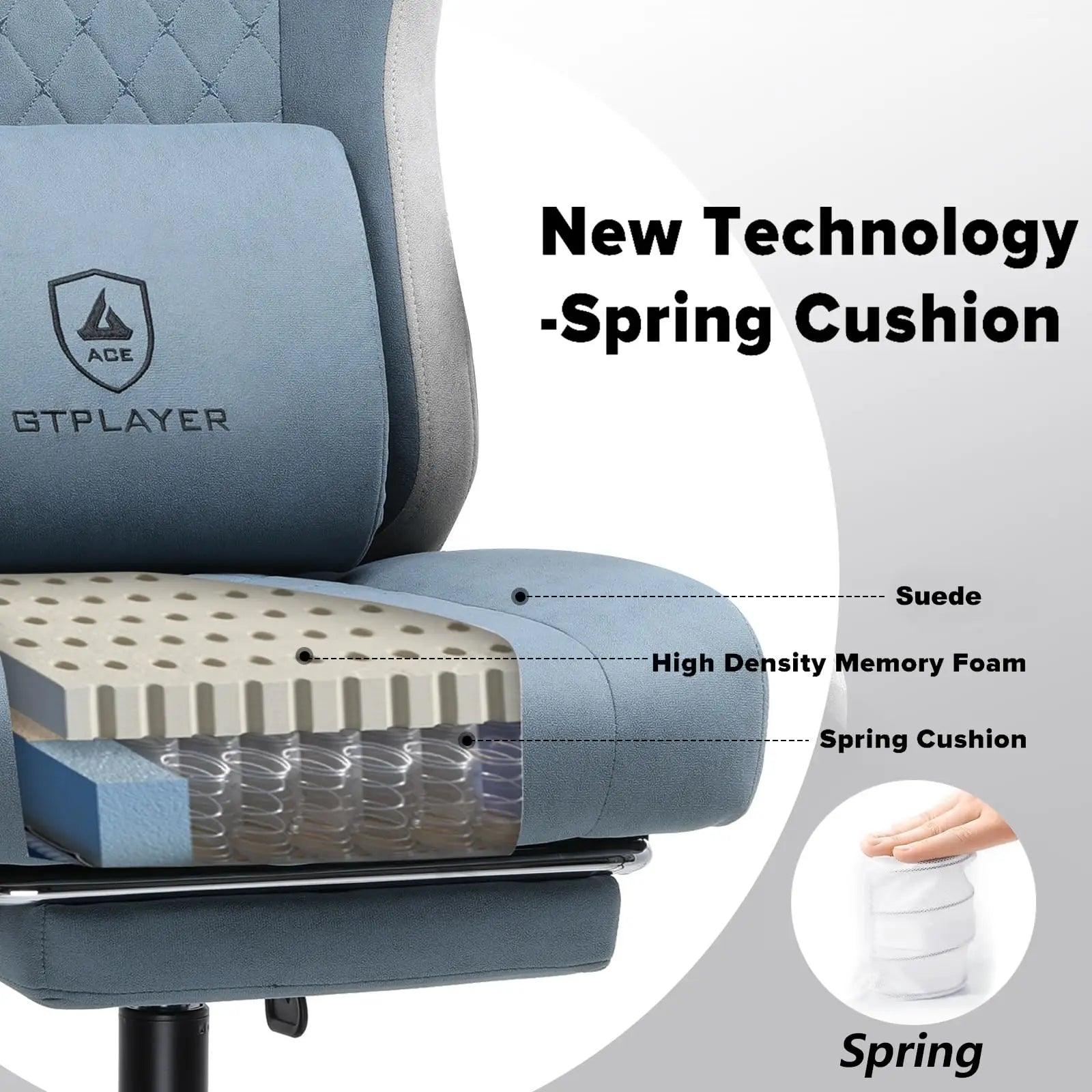 Ergonomische Gaming Stoel met Voetensteun en Pocket Springs – Verstelbare Bureaustoel van Stof voor Ultiem Comfort