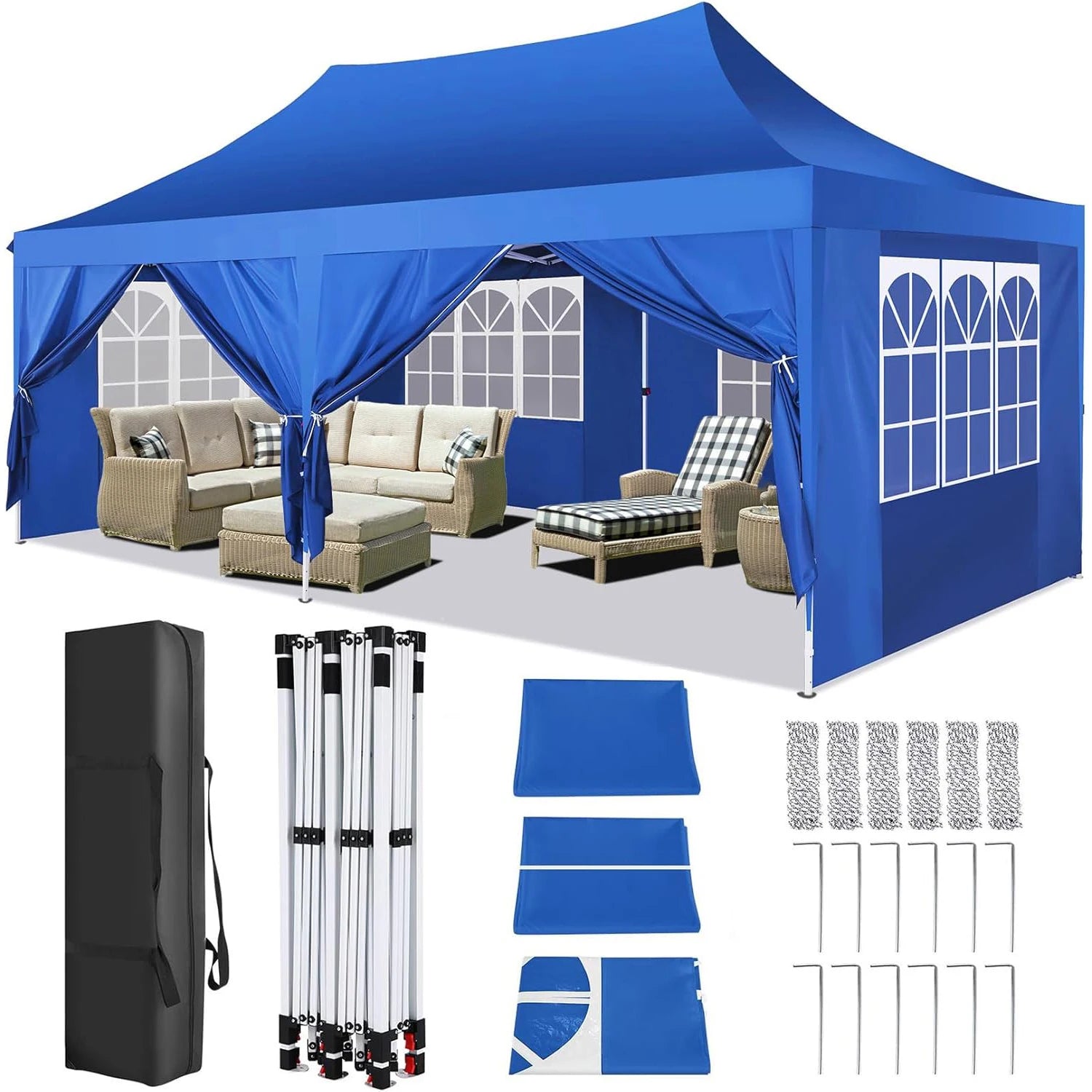 Pop-up Feesttent 3×6 m – Waterdicht Paviljoen met 6 Zijwanden
